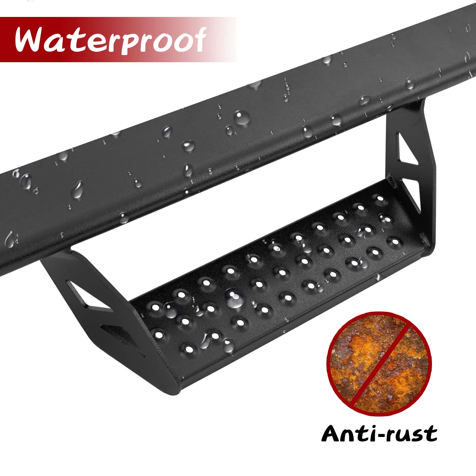 OTHOWE Drop Down Running Boards, Black, 3 Inch Hoop Style, Compatible with 2007-2021 Tundra Crew Max Cab, Carbon Steel, 2 Pieces