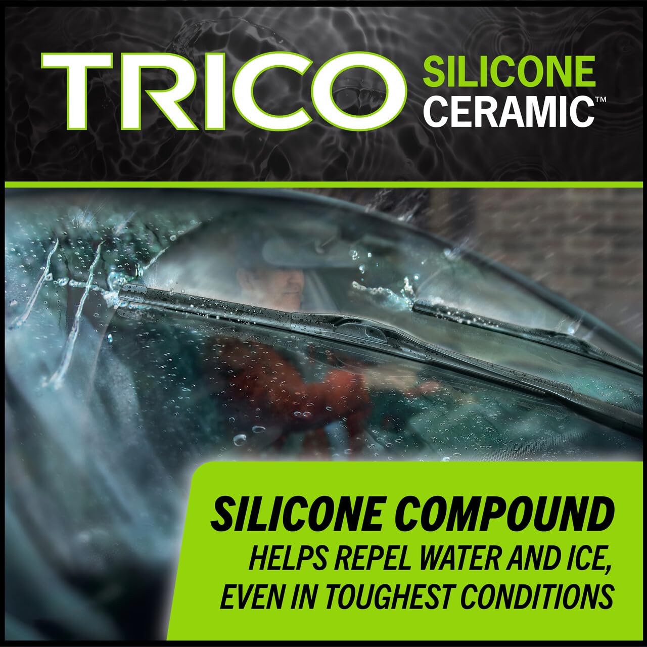 Trico Silicone Ceramic Coated 15'' + 15'' Super Premium Automotive Replacement Windshield Wiper Blades (Set Of 2), Passenger And