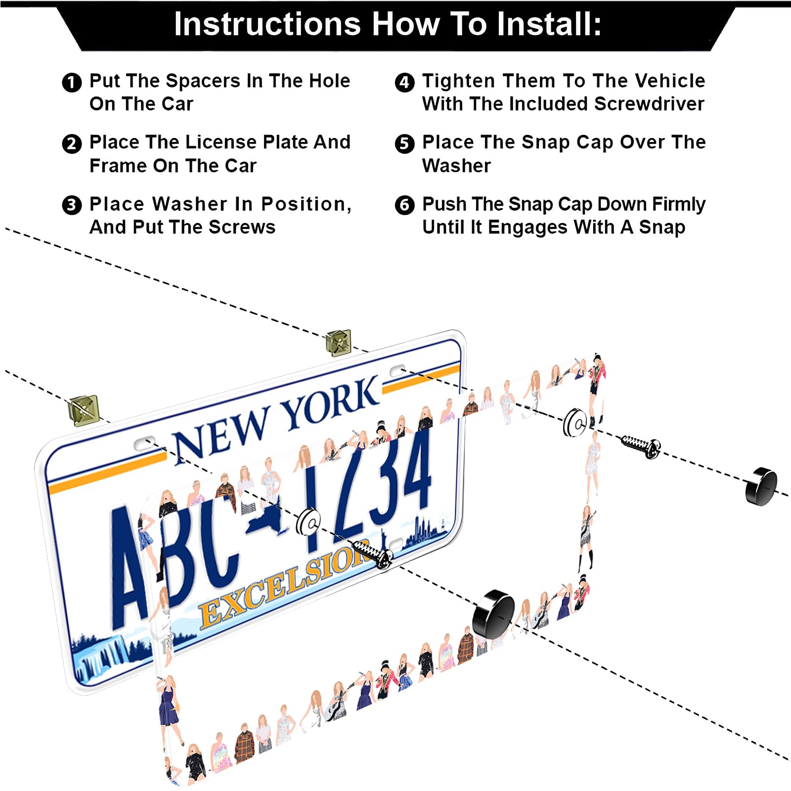 Pop Singer License Plate Frames, 2 Pack Album Inspired Music Lover Fans Gift Car Plate Frame, Stainless Steel License Plate Hold