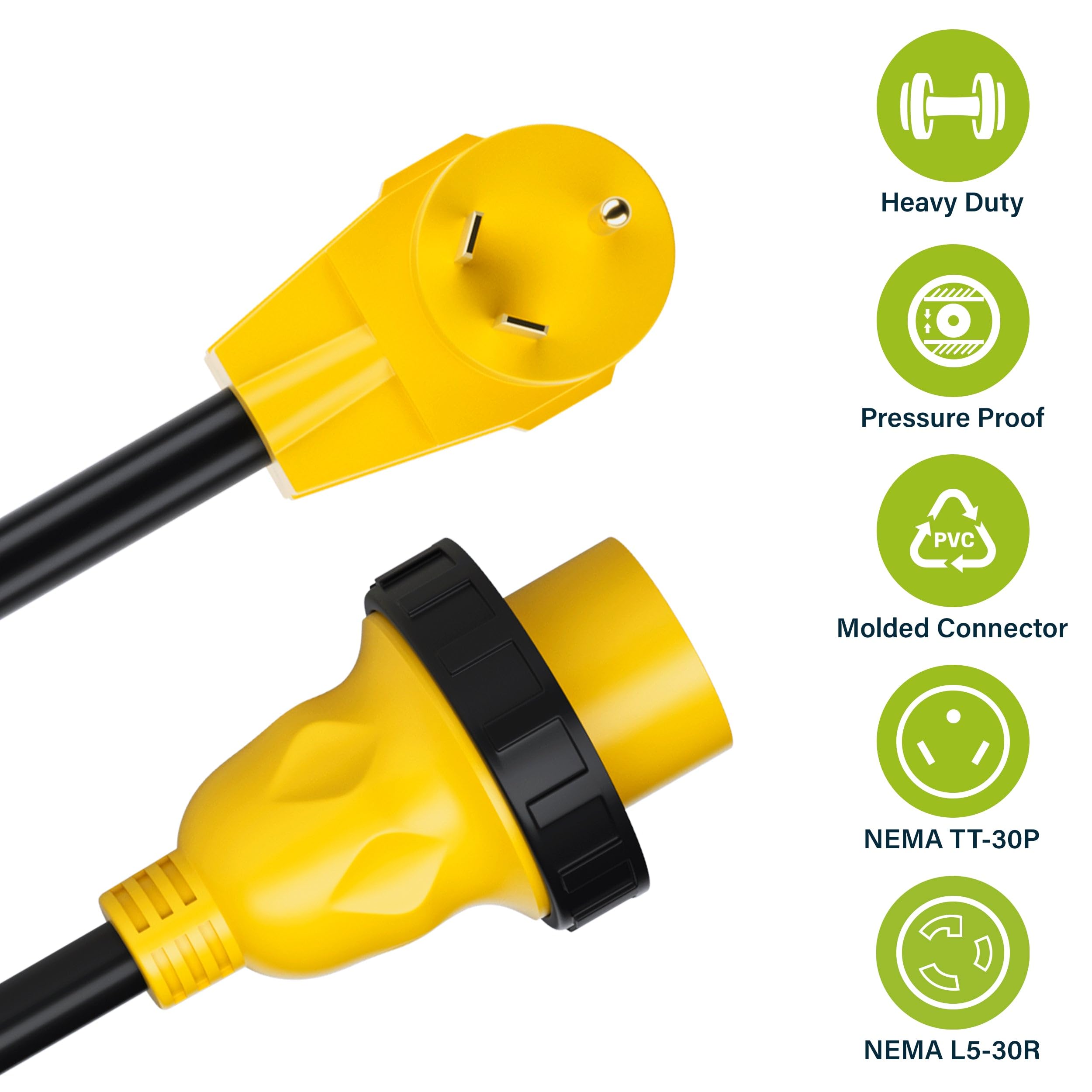 Gearit 30 Amp To 30 Amp Rv Adapter Cord With Locking Connector Plug, 30Amp Male To 30Amp Female Dogbone Rv Trailer Camper, Nema