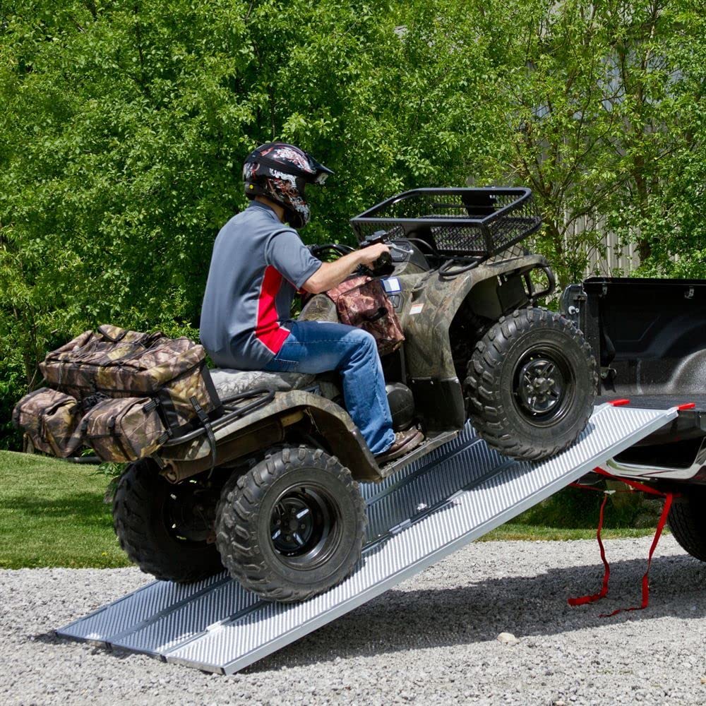 Black Widow ATV Ramp - 94" L Aluminum, Multi-Folding, 1,500 lb Capacity, Metallic Finish for Trucks and Trailers