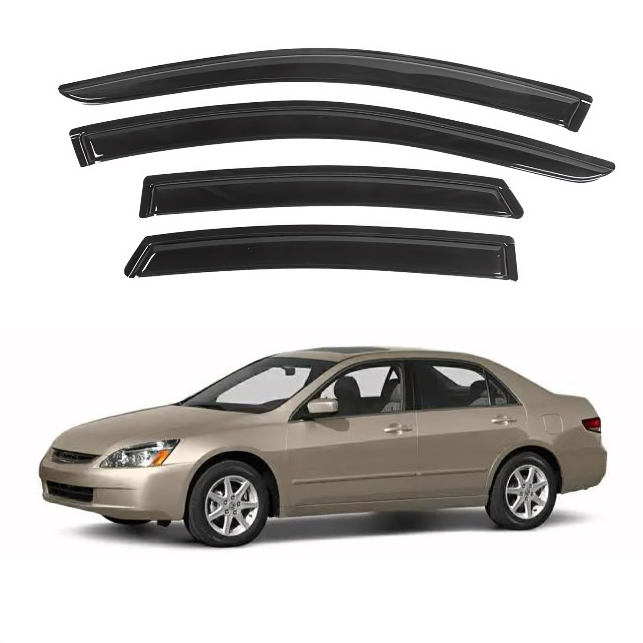 Ig Window Visor For Honda Accord Sedan 2003-2007, Rain Guard Tape-On Extra Durable Sun Wind Side Vent Window Deflector Mugen Sty