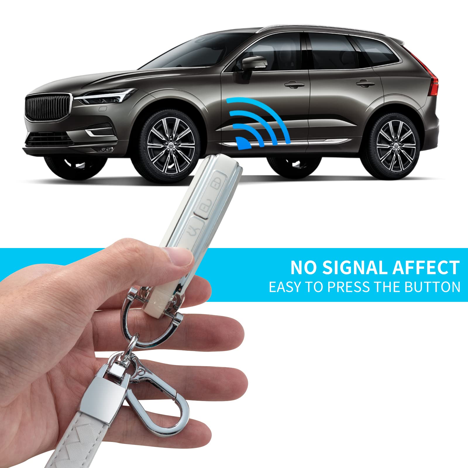 Chezenhui Compatible With Mazda Key Fob Cover With Leather Lanyard, Car Key Case Shell Protection For 2019-2022 Mazda 3, 2020-2022 Mazda Cx-5 Smart Remote Control, White
