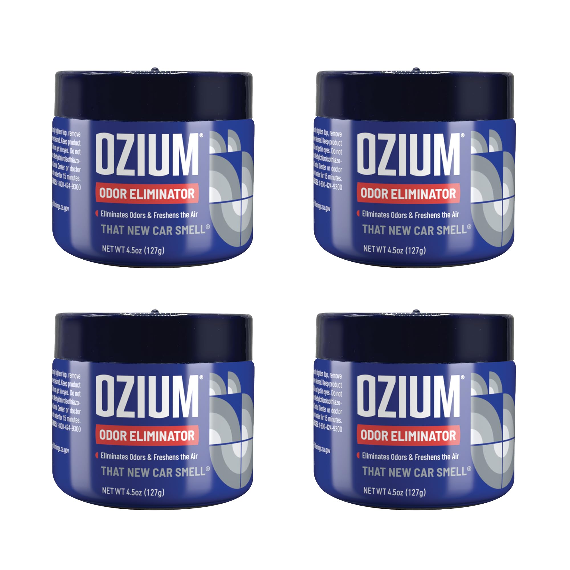 Ozium 4.5 Ounce 4 Pack Odor Eliminating Gel For Homes, Cars, Offices And More, New Car Smell