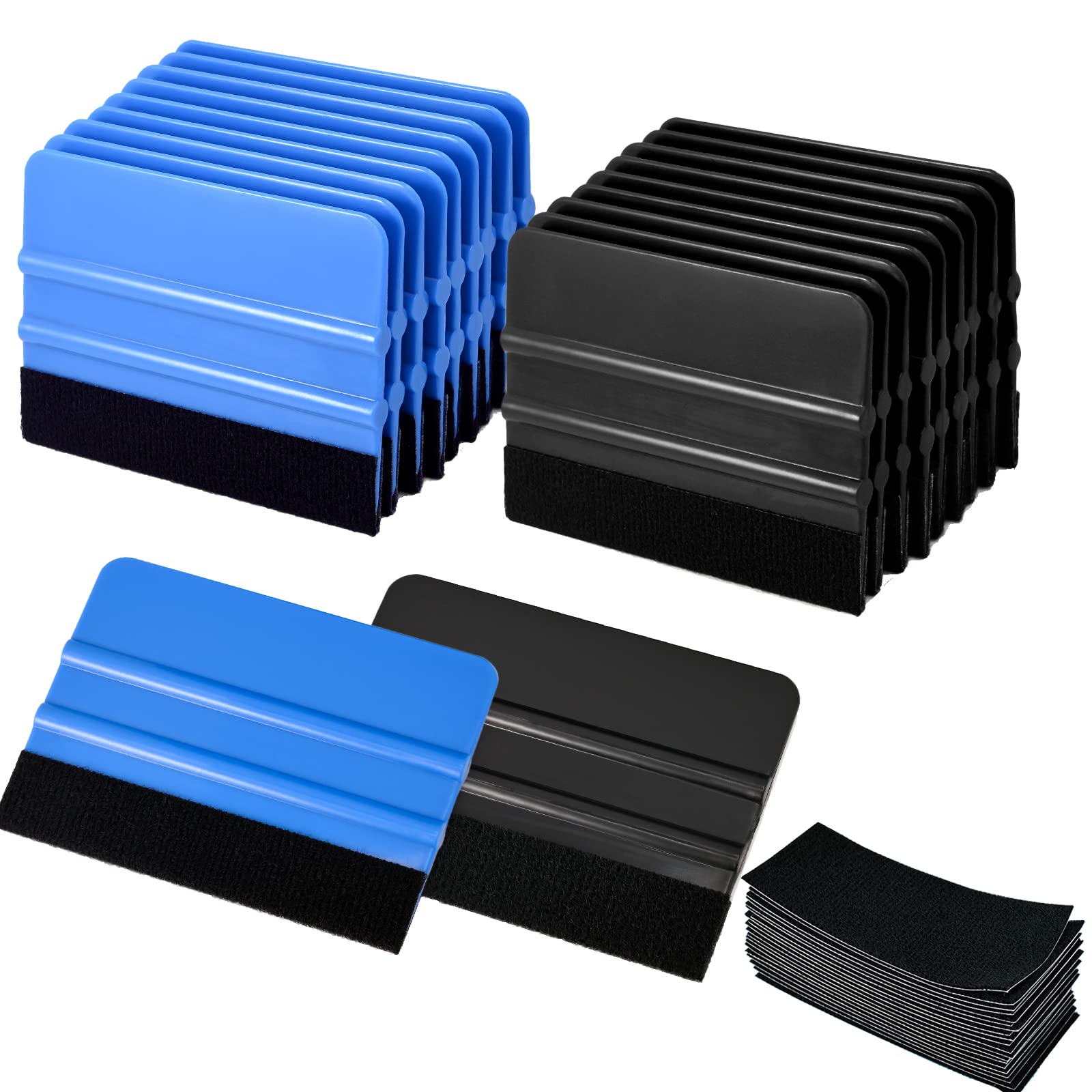 Gomake 20 Pack Vinyl Squeegee with 20PCS Felt Fabric for Tint Film Decal Squeegee Application Tool Vinyl Wrap Installation Wallp