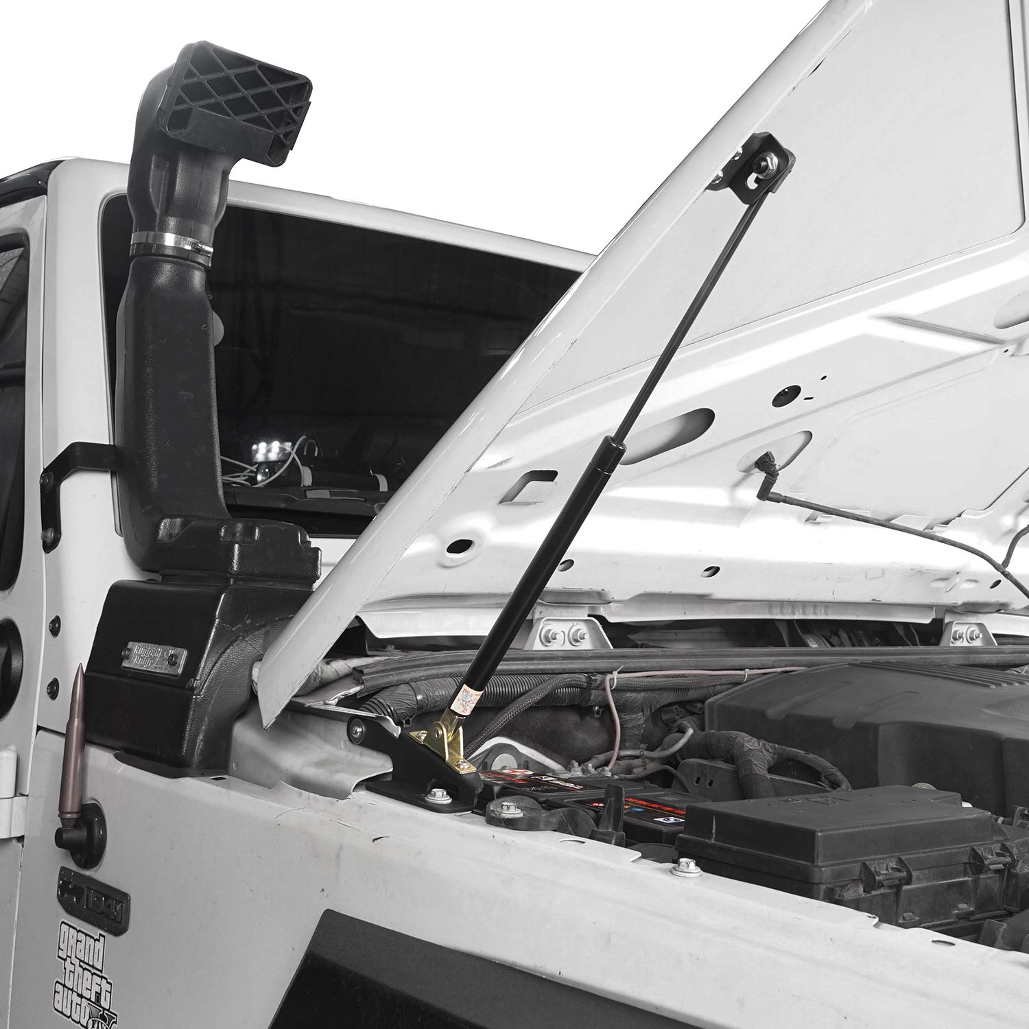 Hooke Road Hood Lift Support Struts Kit for Jeep Wrangler JK 2011-2018, Black Steel, Model QP.MMR-1797, Pair