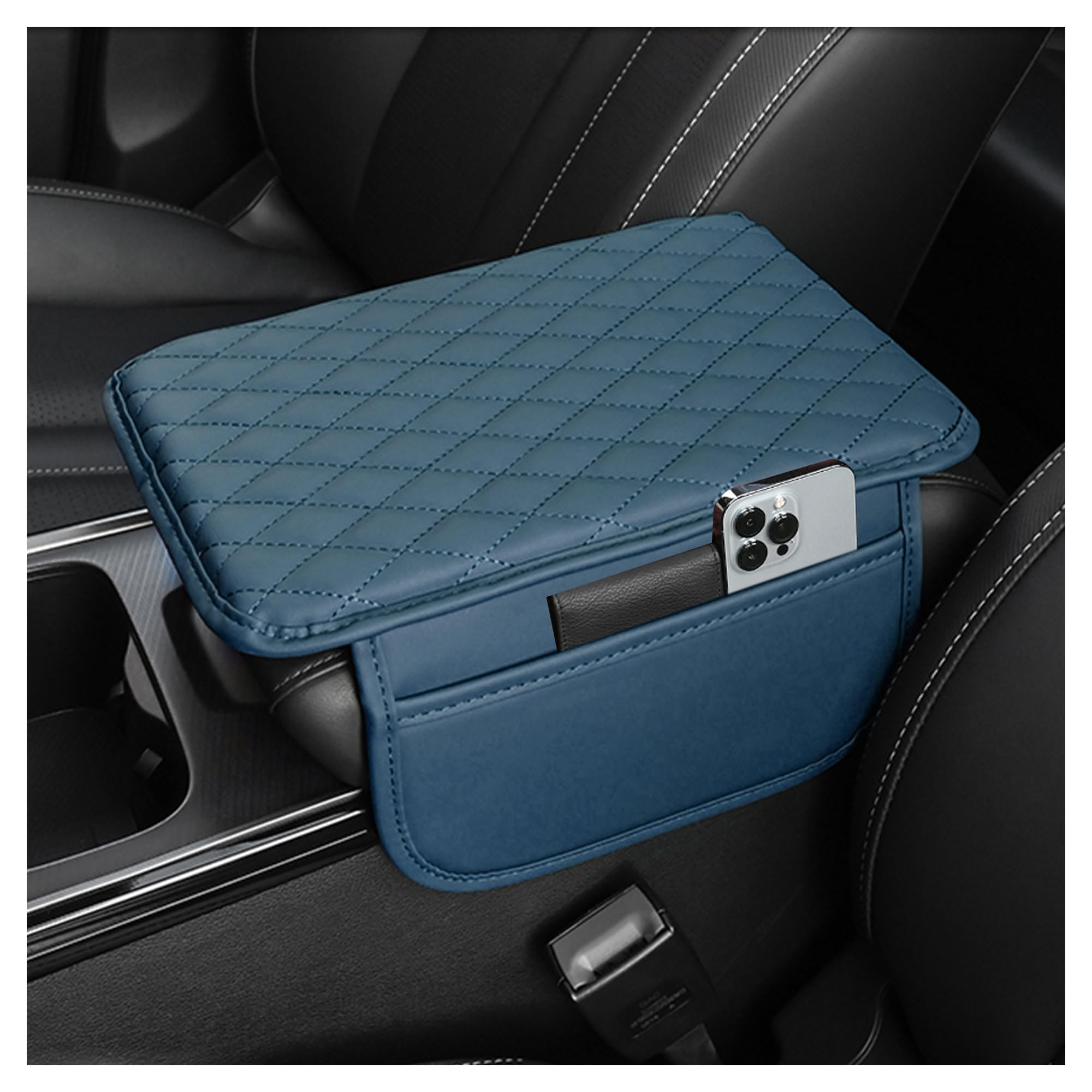 Stacool Upgraded Car Center Console Cover,Microfiber Leather Car Armrest Cover Cushion with 2 Storage Bags,Universal Car Armrest