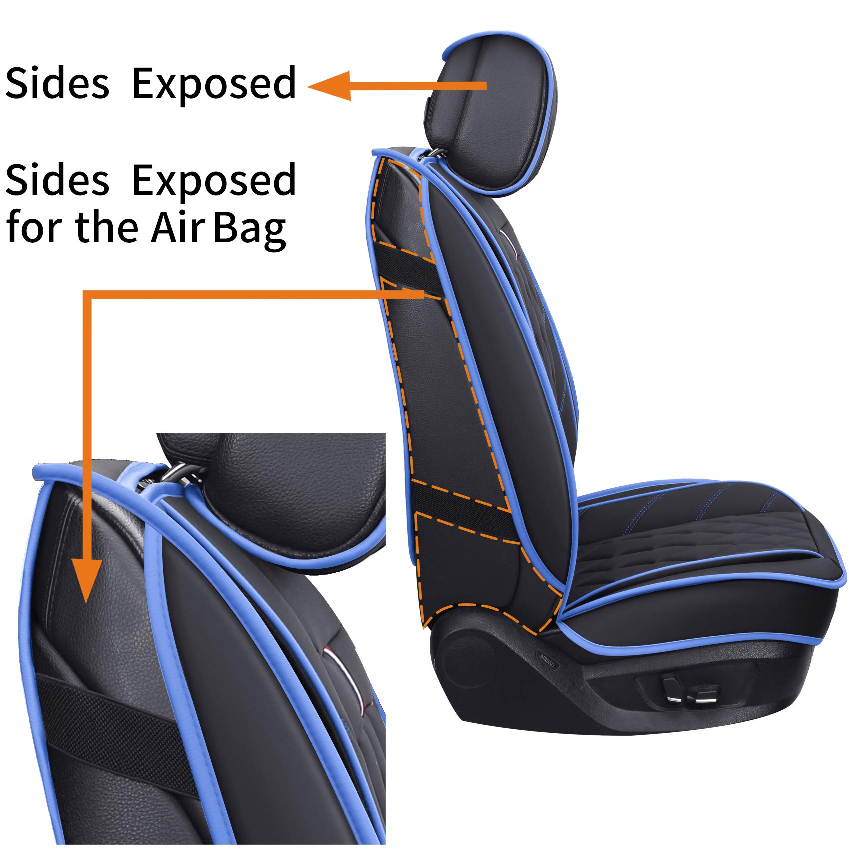 Aierxuan Front Seat Covers For Cars, Waterproof Leather For Nissan Chevy Malibu Kia Soul Sorento Hyundai Elantra Tucson Accent S