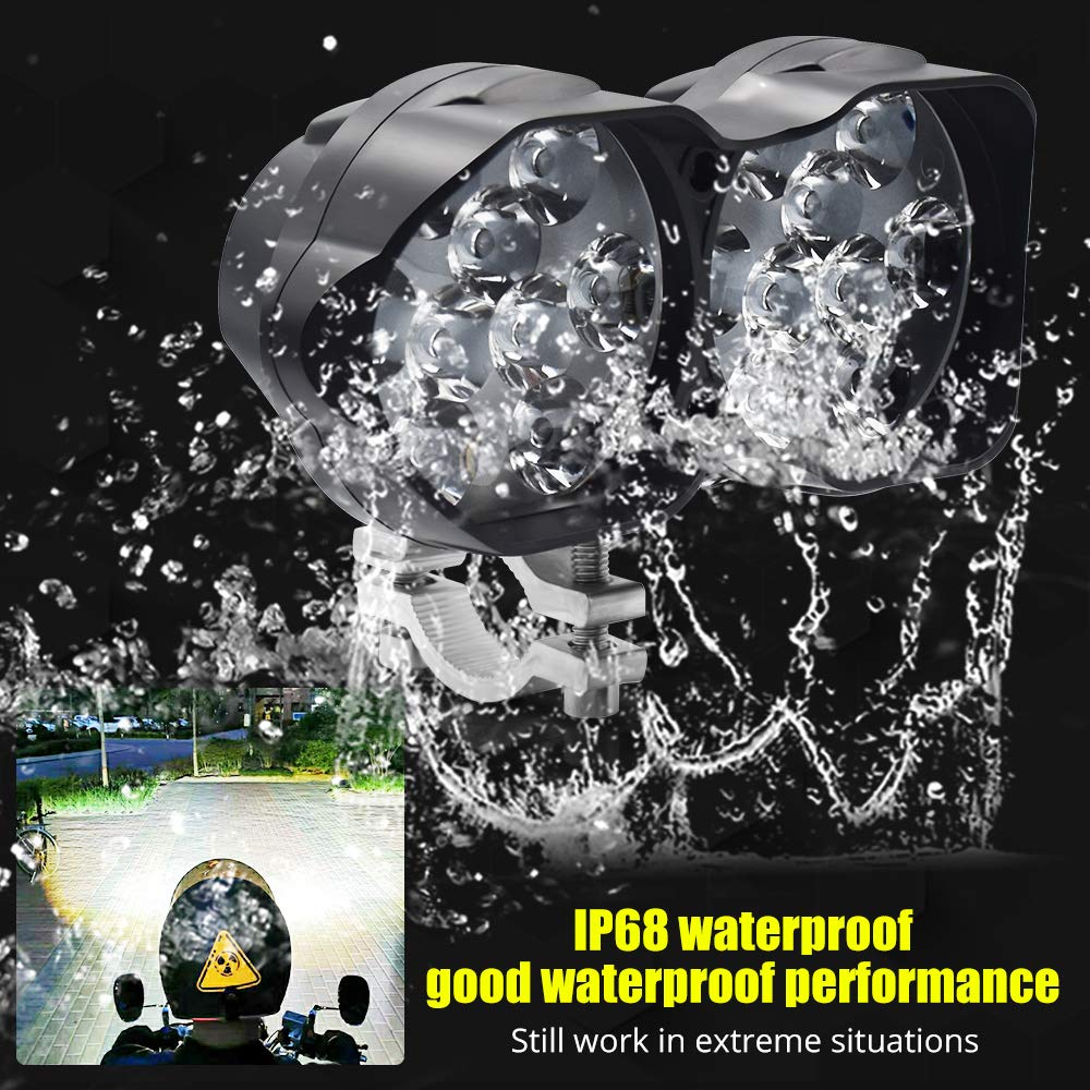 Henlix Motorcycle Driving Lights 3000Lm Super Bright 18Smd Chips Sport Lights Waterproof For Cars Atv Bike Yamaha Utv Truck Boat