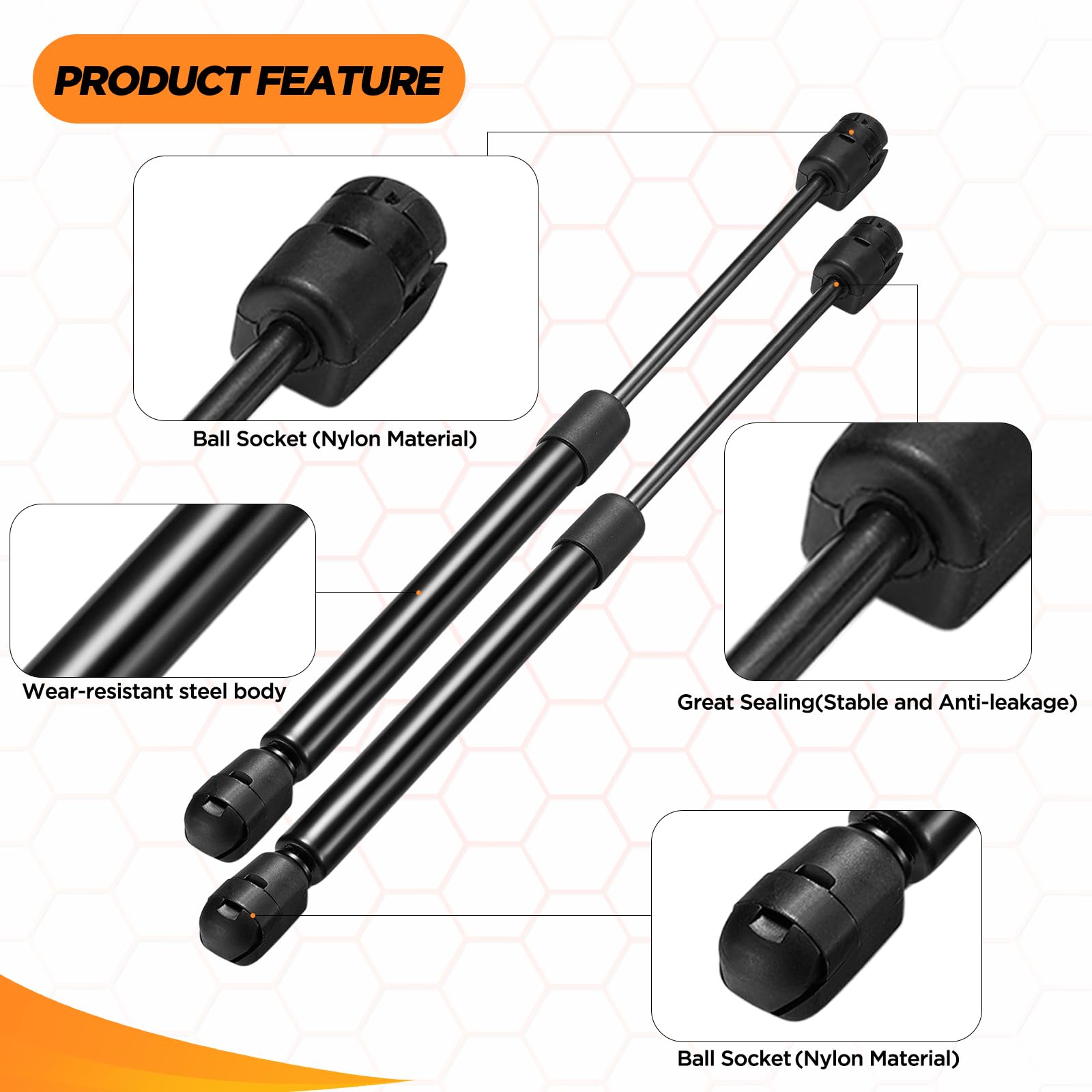 SYKRSS C16-03795 12 '' Gas Strut, 24Lbs/107N Struts, Shock Lift Support, Gas Spring for Tool Box, Truck Cap, RV Door, Weathergua