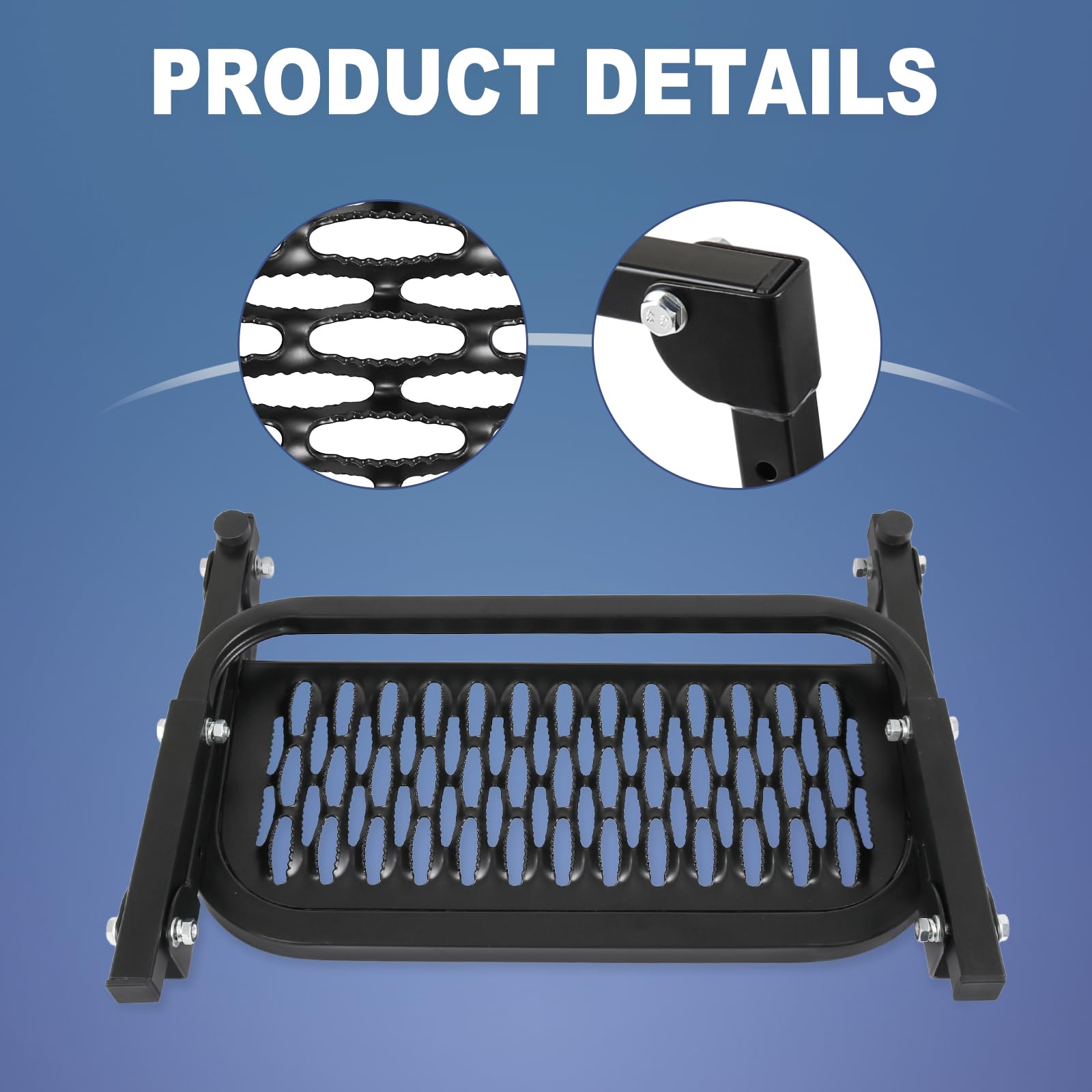 DICMIC Folding Tire Step for Truck & SUV, Adjustable 10.2”-14.4”, Non-Slip, Alloy Steel, 300 Lbs, Black, Model DICMIC-F638