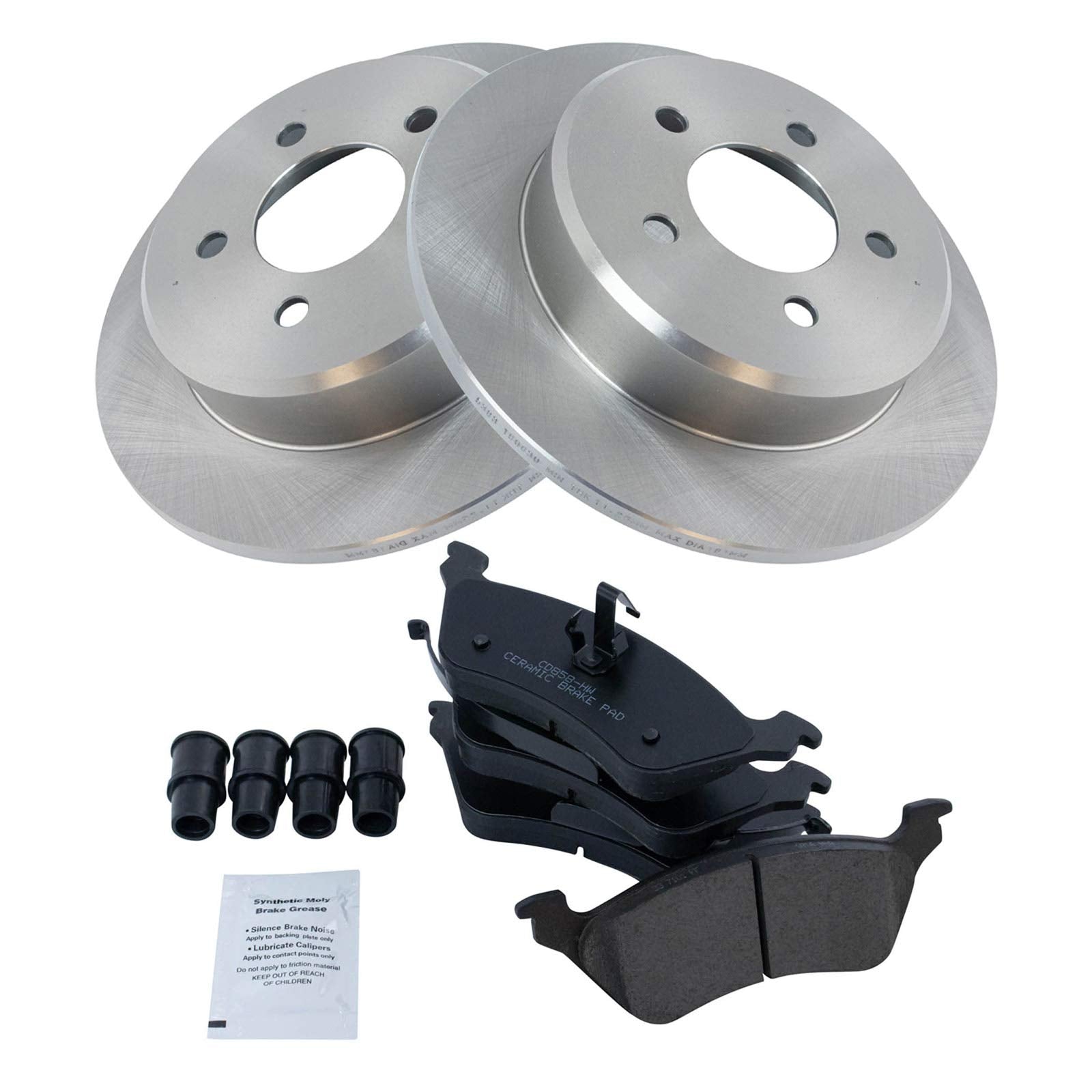 Trq Rear Brake Pad & Rotor Kit Brake Pads Brake Rotor Ceramic Compatible With 2001-2007 Chrysler Town & Country Dodge Caravan Gr