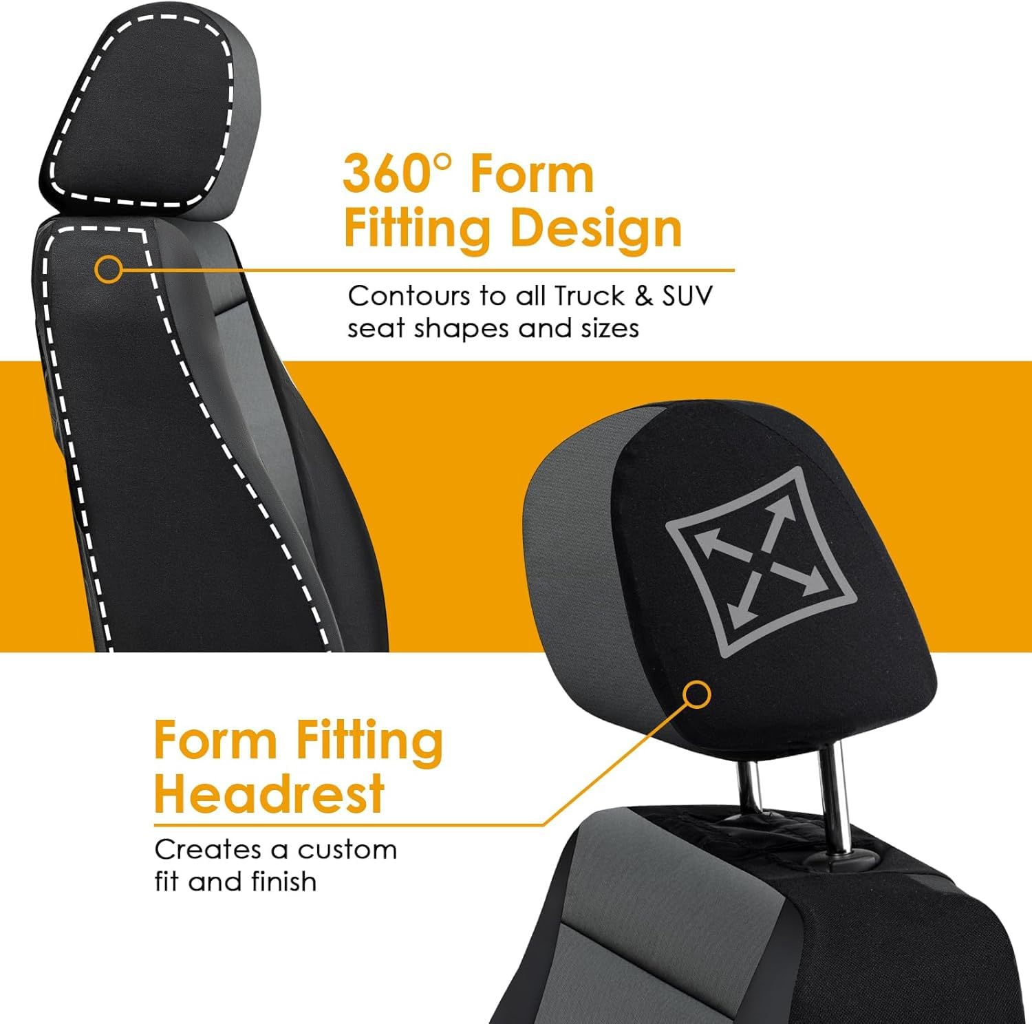 Maverick Heavy Duty Seat Covers For Front Seats; Fits Full-Size Suv Or Truck; Includes Front And Rear Storage Pockets, Built-In