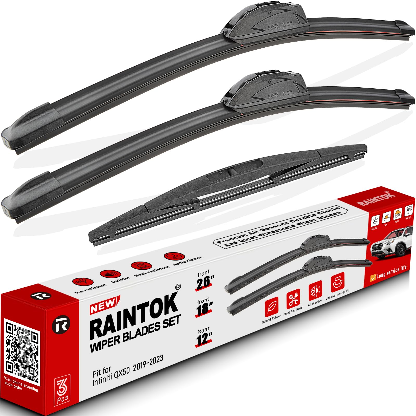 Raintok Windshield Wiper Blades Replacement For Acura Rdx Infiniti Qx50 Nissan Murano 2017 2018 2019 2020 Original Factory Quali