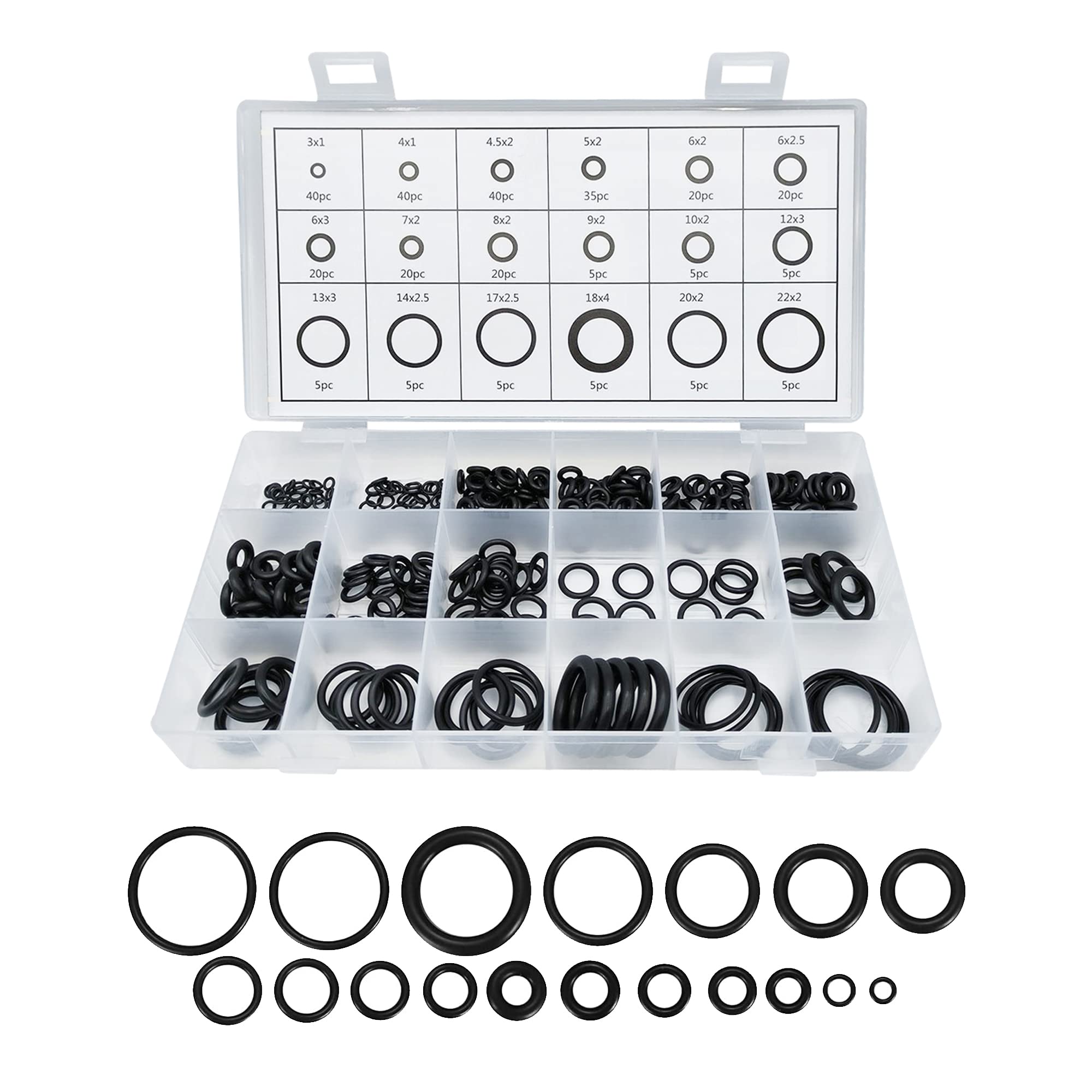 300 PCS Rubber O-Ring Assortment Kit Set,O Rings Seal Gasket Rubber Washer Assortment Rubber,O-Rings Gaskets Washers for Car,Pro