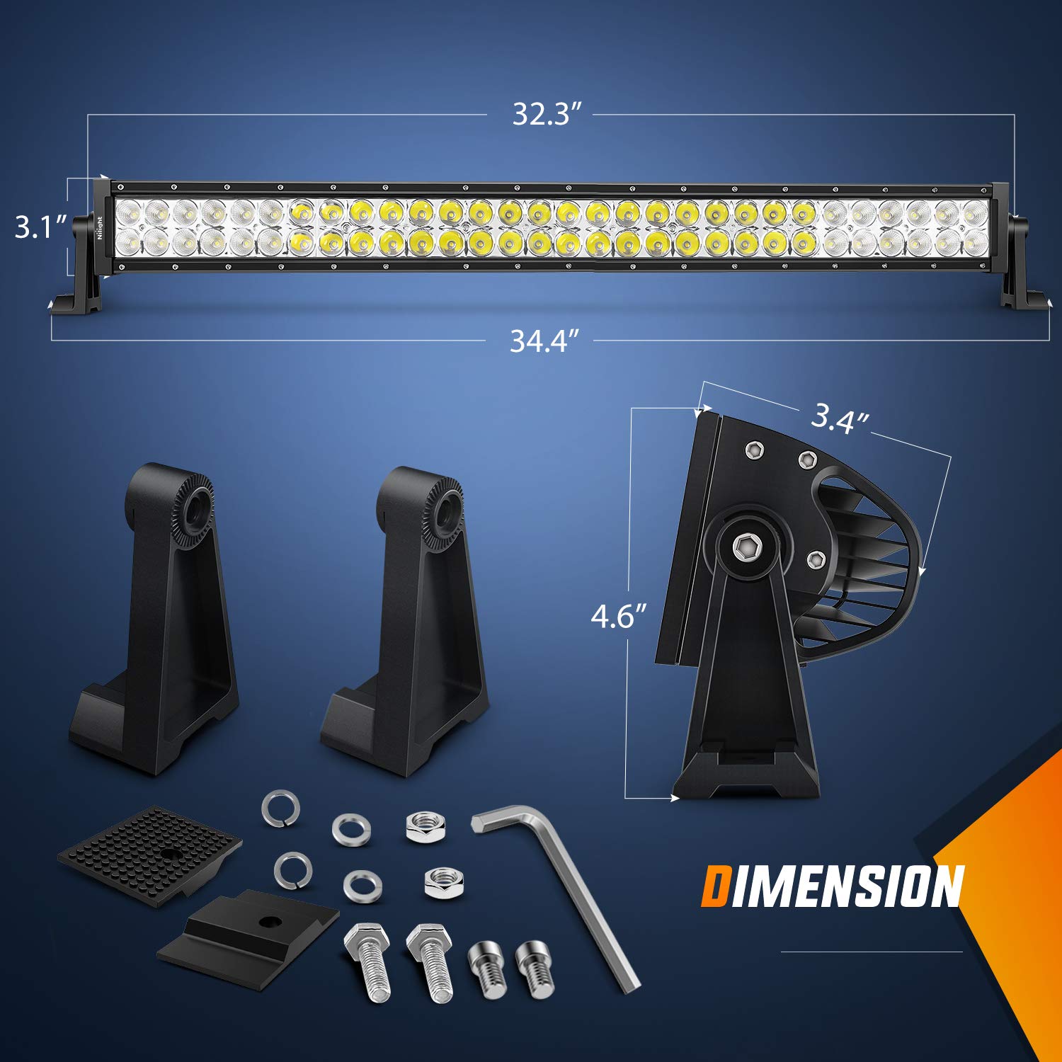 Nilight Led Light Bar 32 Inch 180W 12600Lm Spot Flood Combo Driving Lamp Roof Bumper Off Road Lights Led Work Light Pods For Van