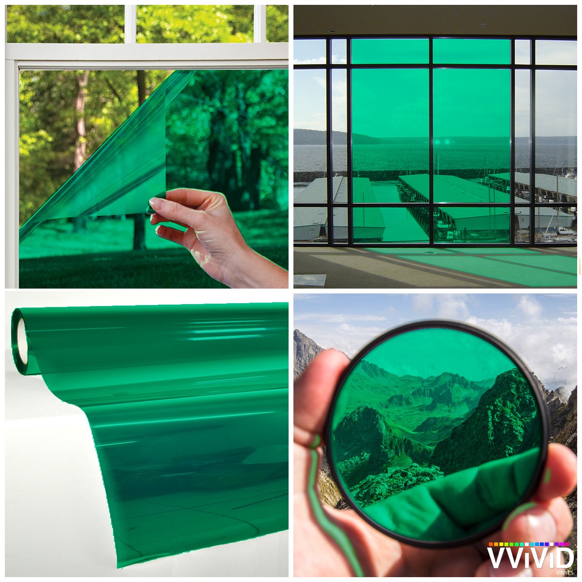 Vvivid Transparent Colorful Vinyl Window Tinting Sheets (10Ft X 4.9Ft  Green) -Like New