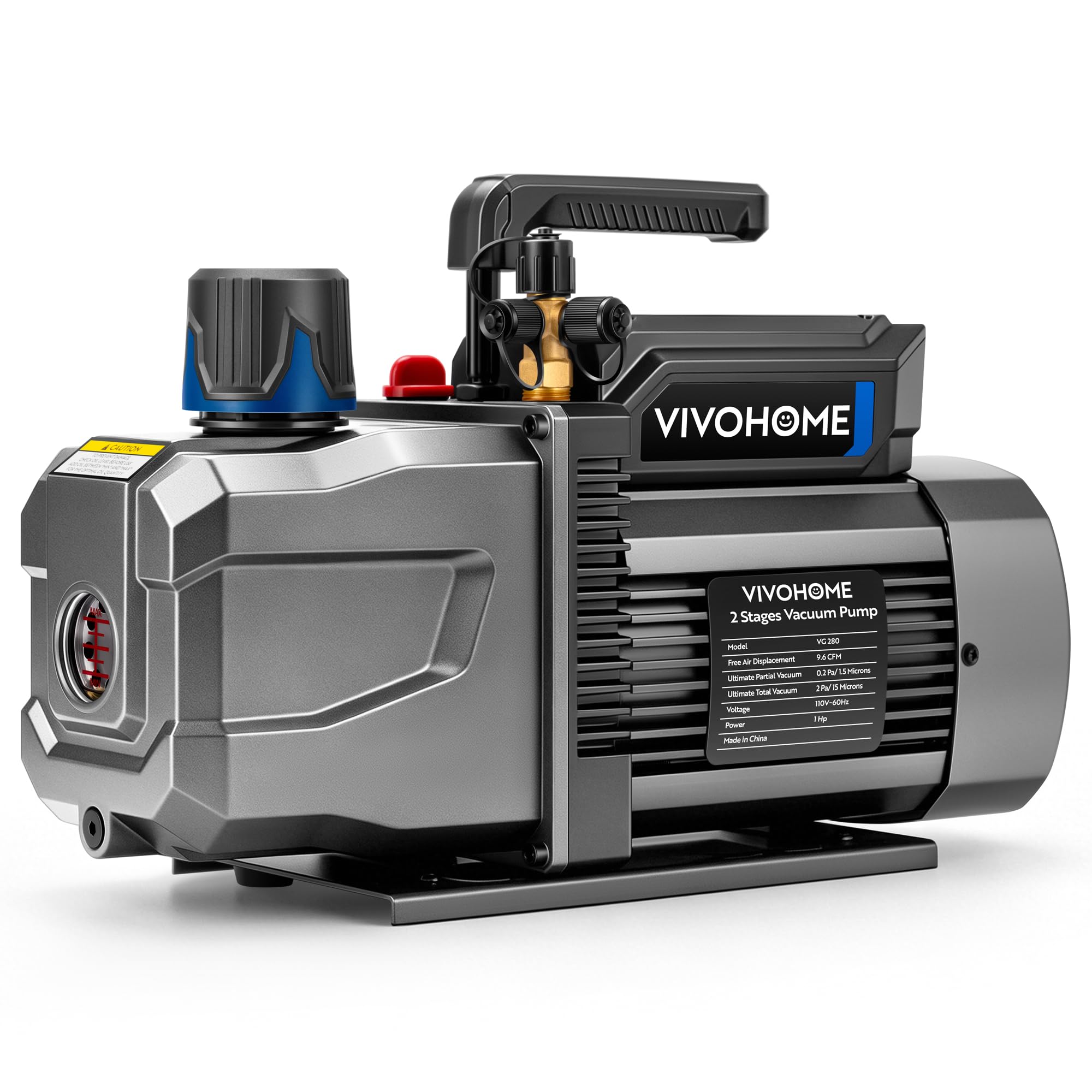 VIVOHOME 1 HP 9.6 CFM 2 Stage A2L HVAC Vacuum Pump, Sparkless Motor for R32 R1234yf R454B R134a R22 R410a Systems, Auto AC Vacuu