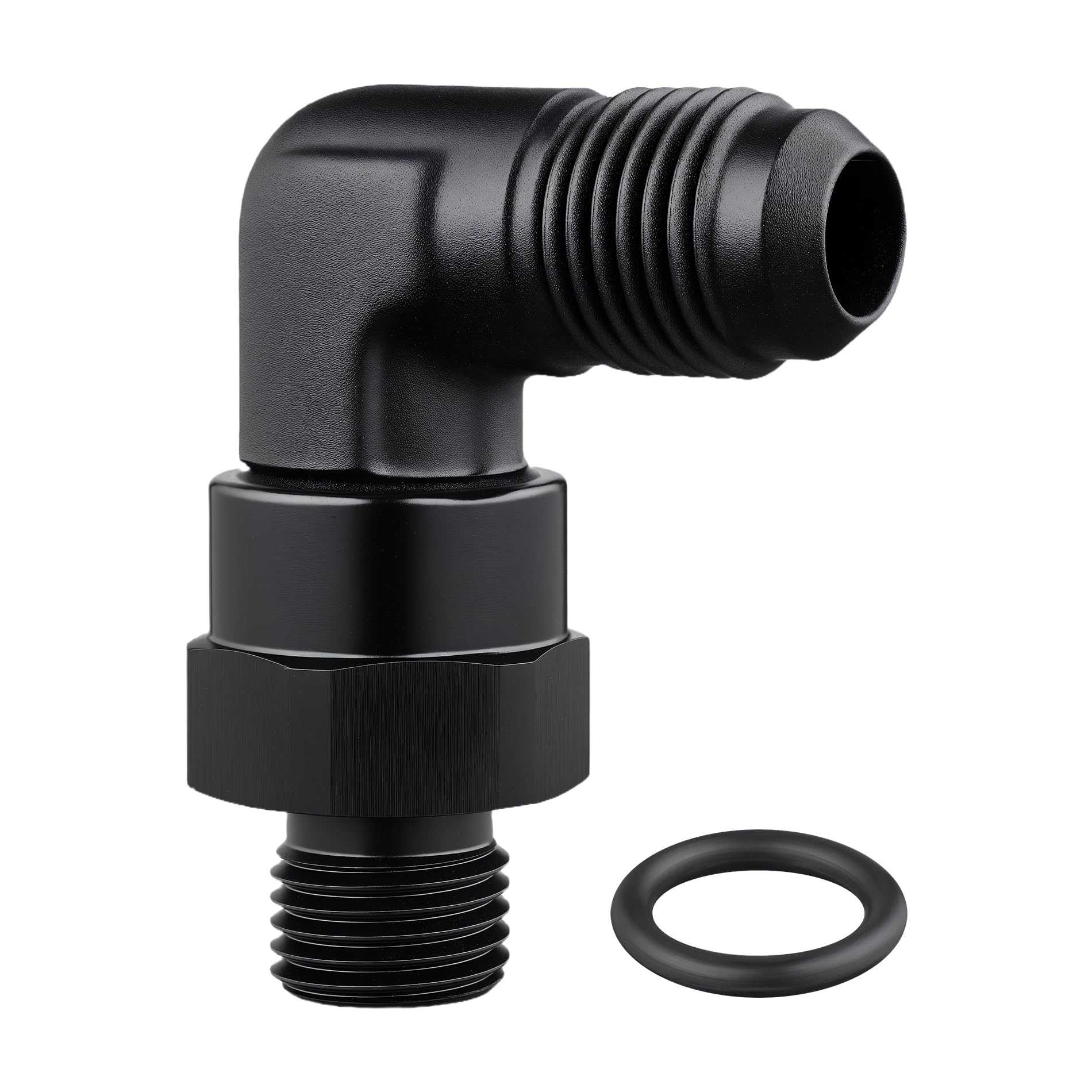 EVIL ENERGY 6AN Flare to 5AN ORB Male Swivel Adapter Fitting 90 Degree Black 1PC