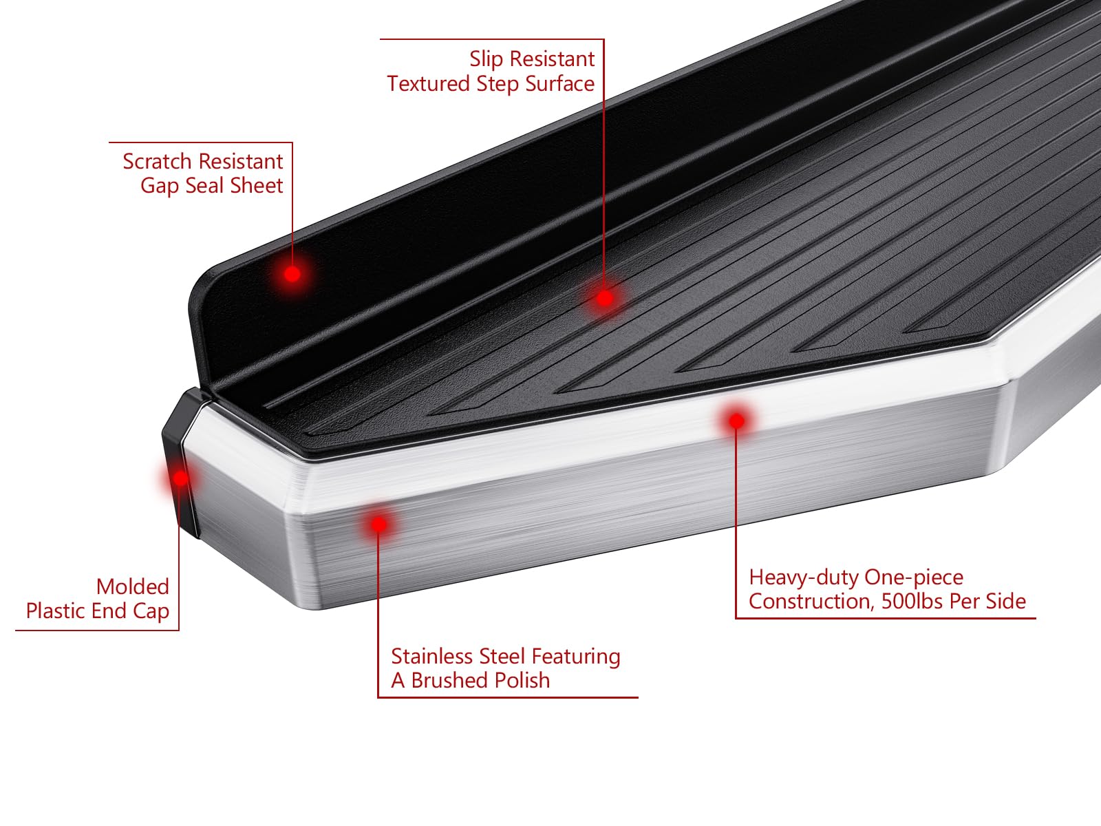 Aps 6In 304 Stainless Steel (Polished Flat Style) Running Boards Compatible With Chevy Silverado Gmc Sierra 1500 2007-2018 Crew