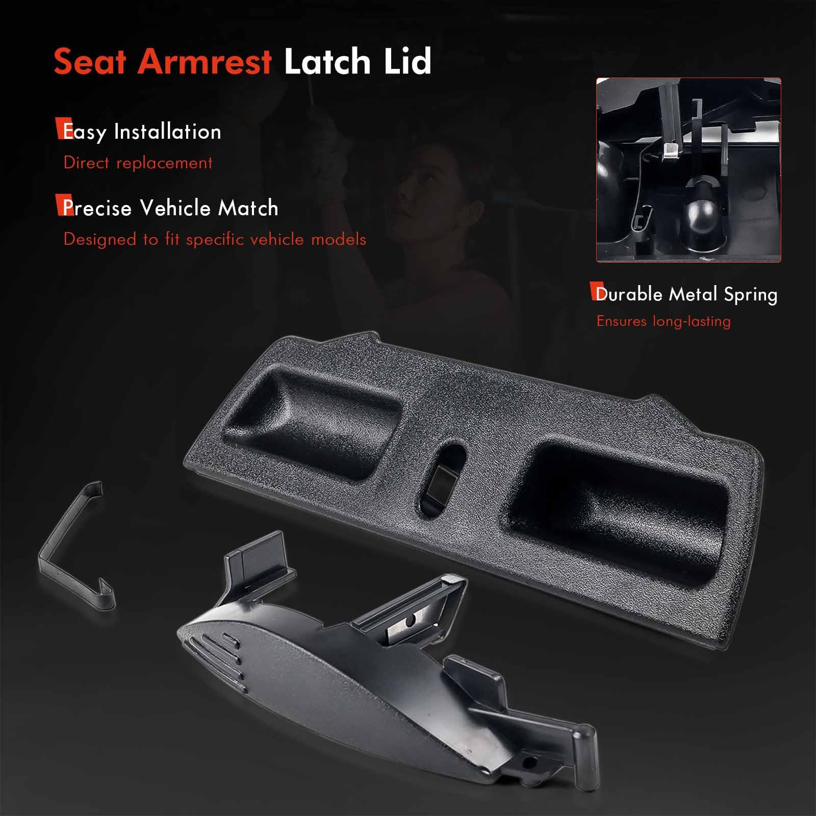 Center Console Jump Seat Armrest Latch Lid, Fit for Chevy Silverado Suburban Tahoe, For GMC Sierra Yukon Avalanche 1995-2006, Ju