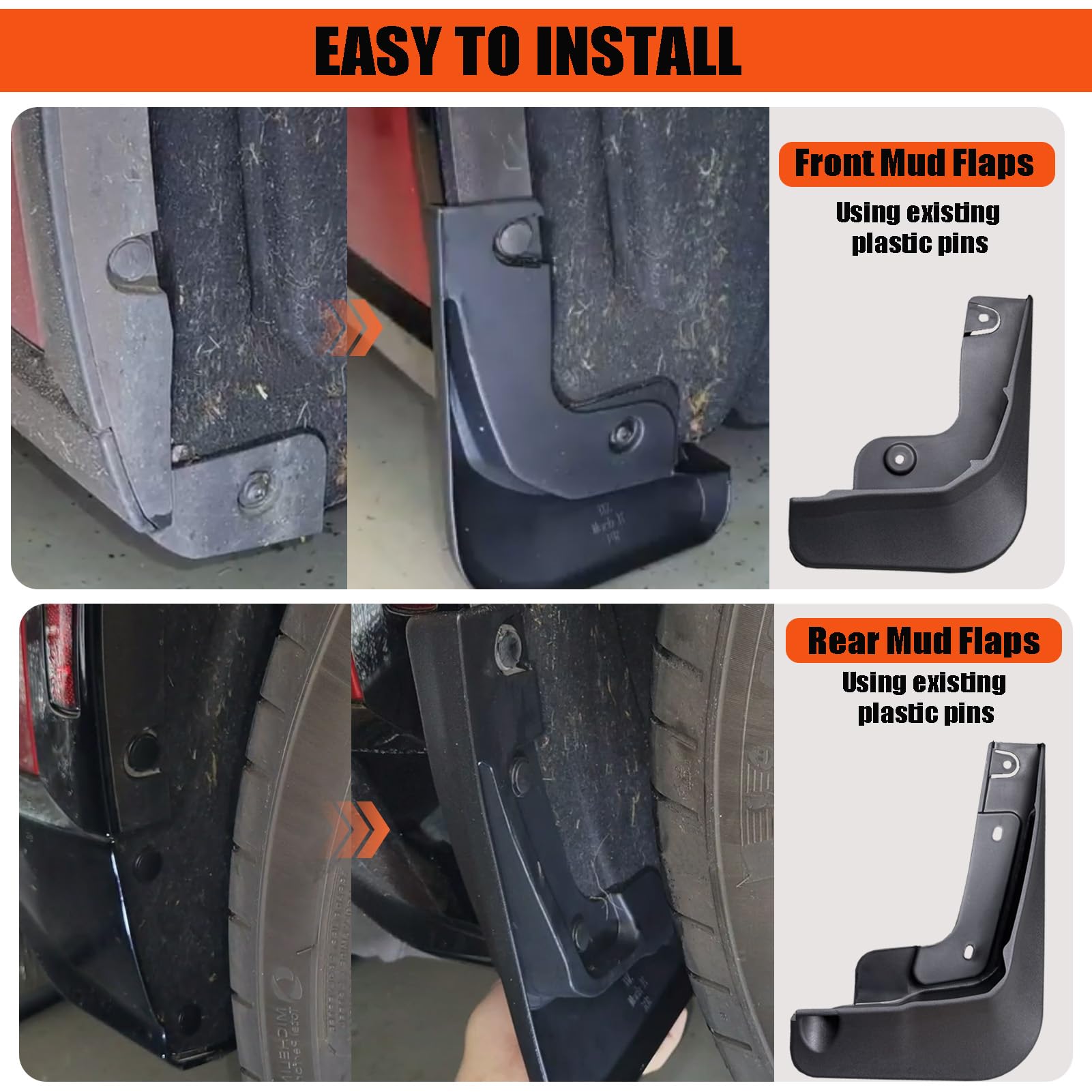 KEAIDAP Mud Flaps for Mustang Mach E 2024 2023 2022 2021 - Front & Rear Mud Flaps Splash Guards Mudguards Exterior Accessories f