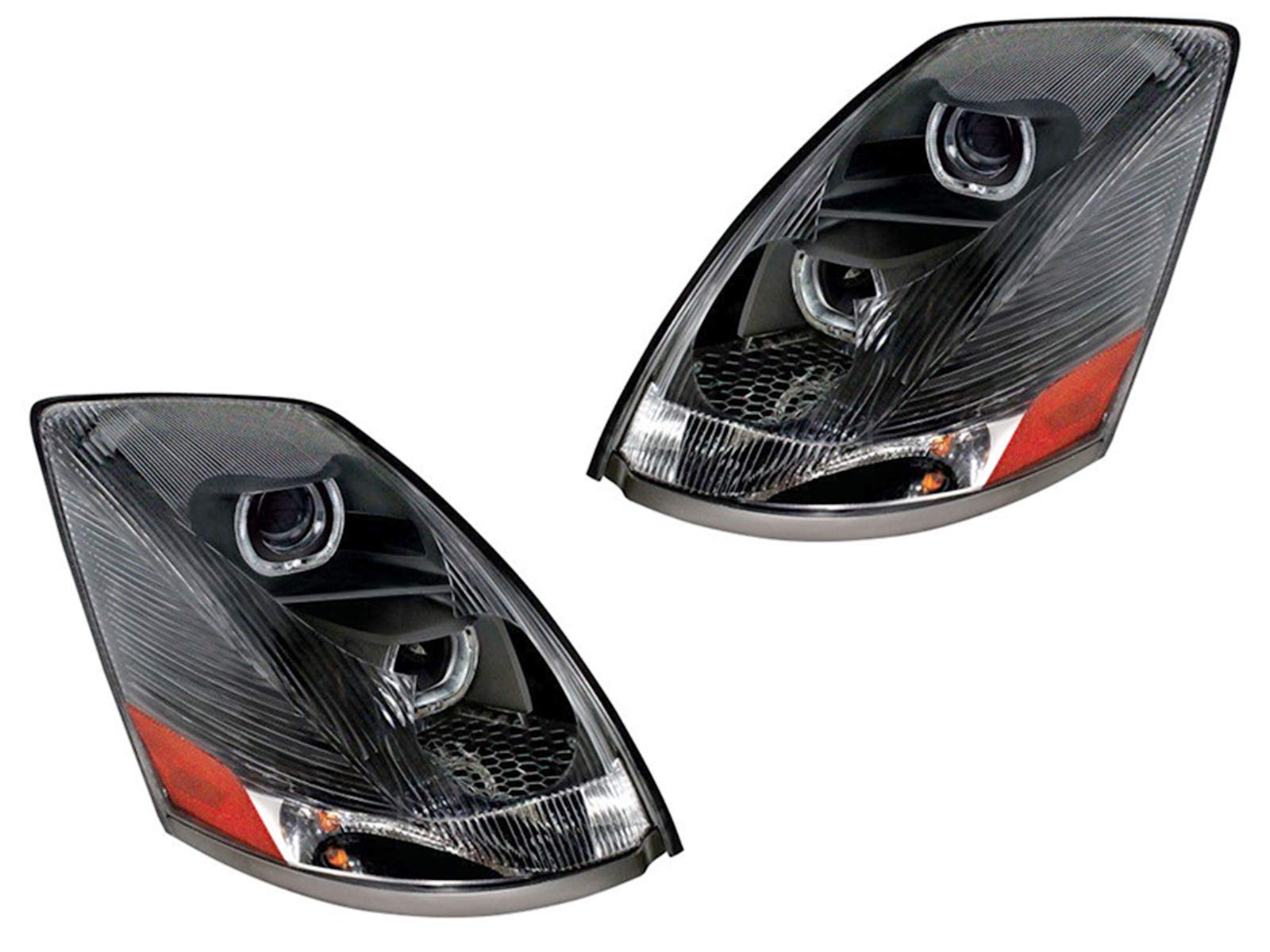 APA Replacement Projector U Bar Black Headlight for 2004-2018 04-18 VN VNL VNM Pair Passenger Right and Driver Left LH Side