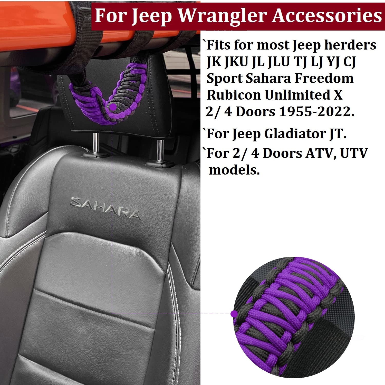 For Jeep Wrangler Accessories Roll Bar Grab Grip Handle Trim For Jeep Wrangler Yj Tj Jk Jku Jl Jlu 1955-2023 Gladiator Jt Utv &