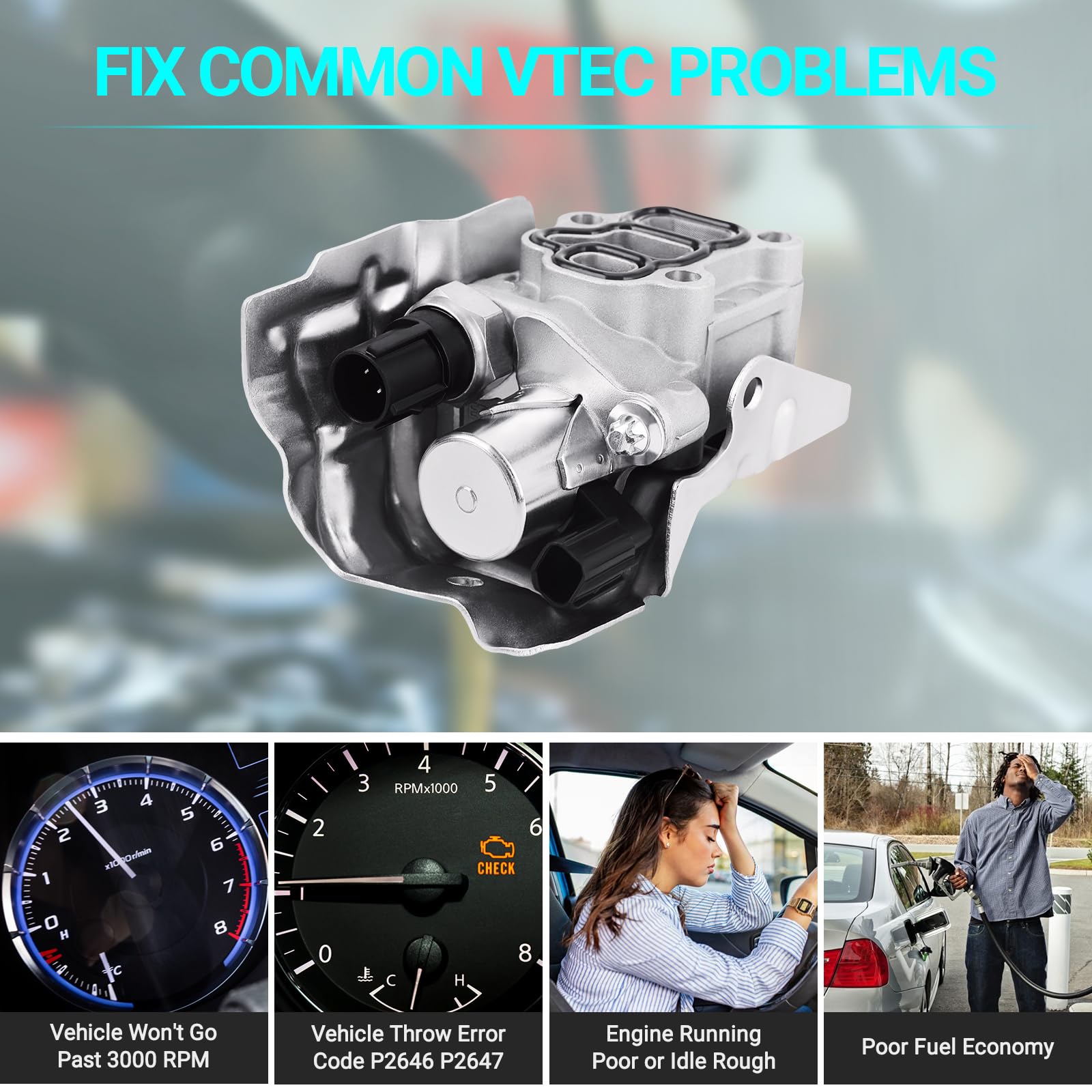 15810-Raa-A03 Vtec Solenoid Spool Valve With Oil Pressure Switch & Gasket - Fit For 2002-2011 Honda Acura - 2.4L Accord, Cr-V, E