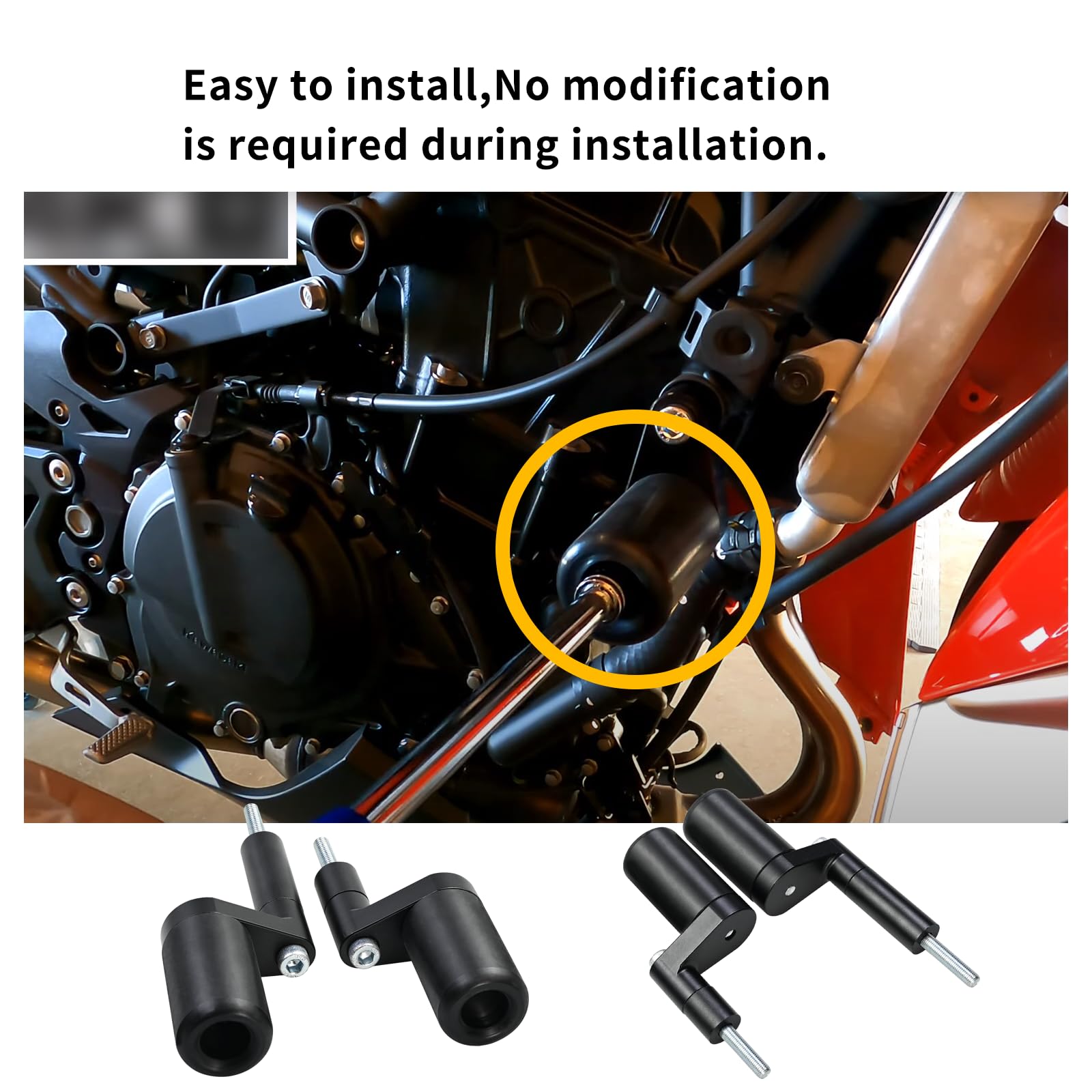 Vanshly NO CUT Black Frame Sliders Fits Kawasaki Ninja 400 Z400 Z 400 2018 2019 2020 2021 2022 2023 ABS & NON ABS Models 750-415