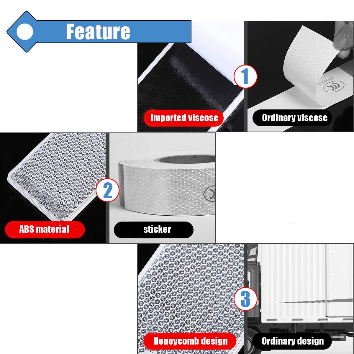 Smseace 15Pack White Safety Reflectors Self Adhesive Trailer Reflectors,Car Reflector,Reflectors For Driveway Used For Truck,Rvs