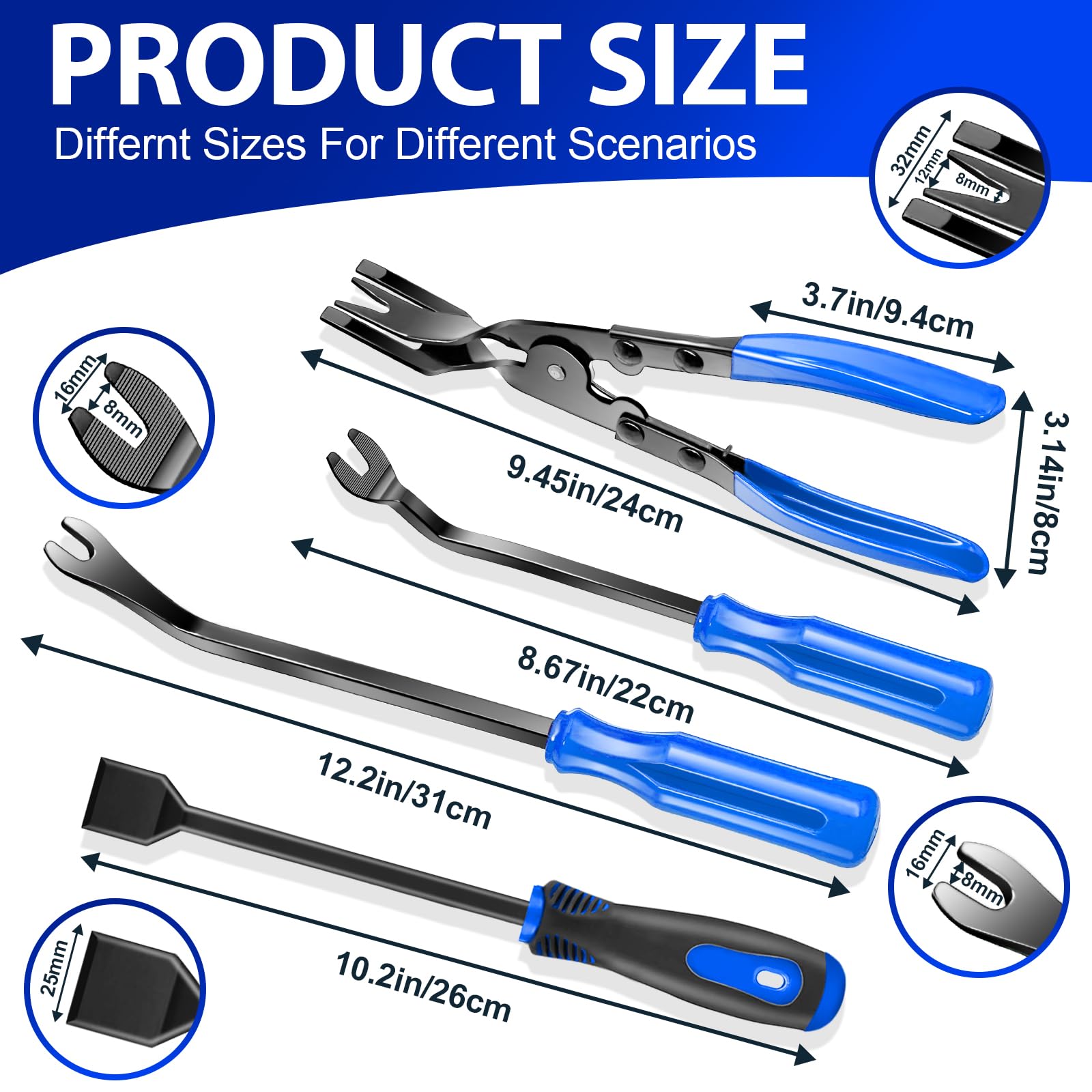 Keze 17 Pcs Hook And Pick Set Auto Trim Removal Tool Kit,Clip Plier Remover Tool Gasket Scraper Telescoping Magnetic Pickup Tool