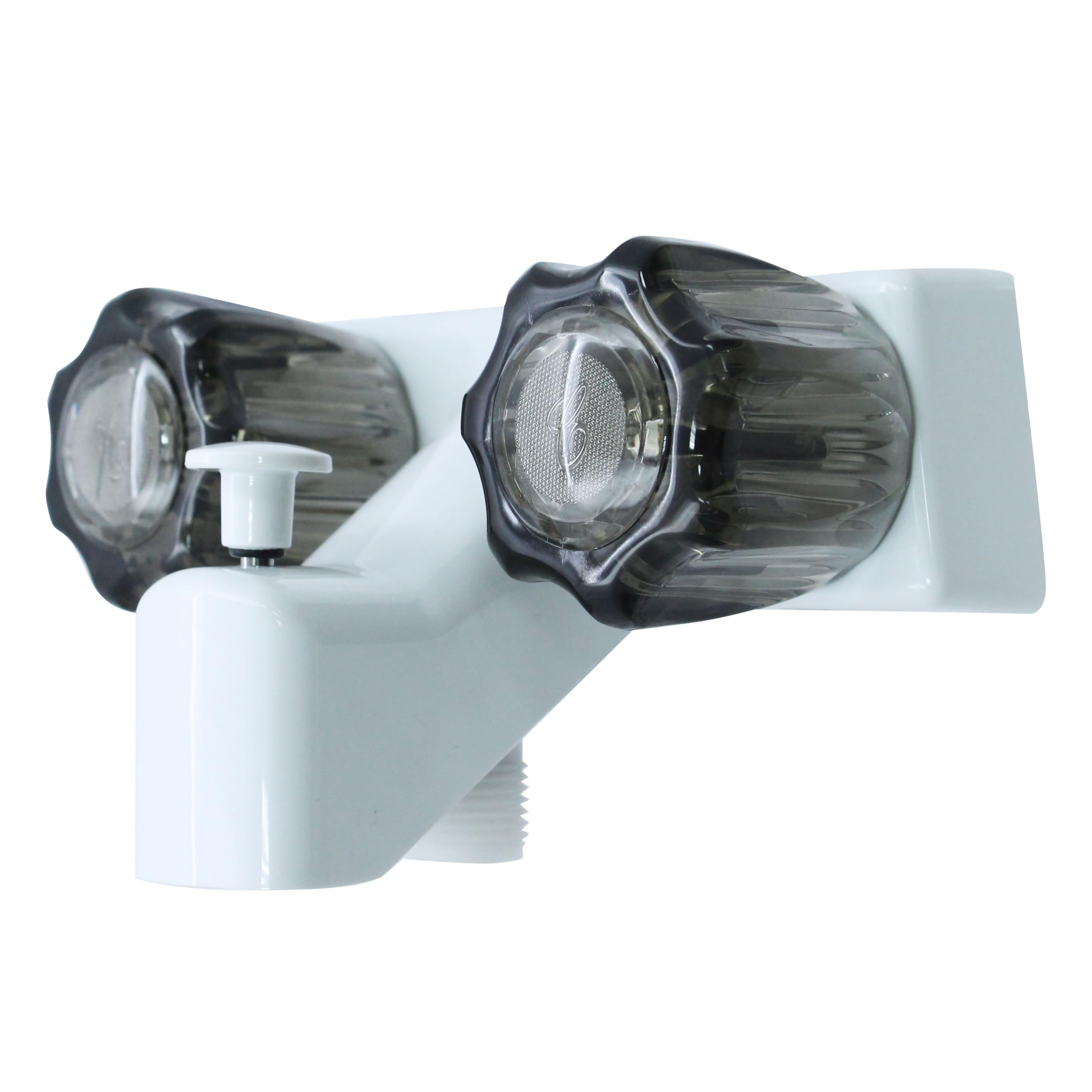 WMF Mobile Home RV Tub & Shower Faucet, Smoke Double Handles, 4 on Center, Non Metallic, for Travel Trailers, Campers Must Haves