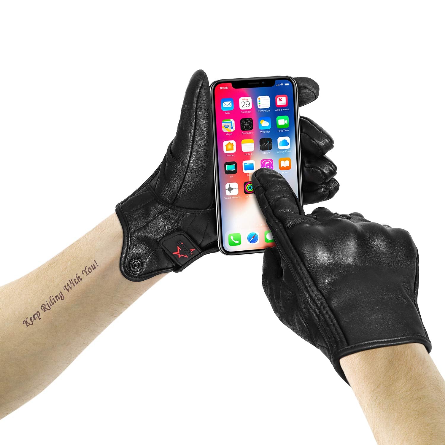 Full Finger Goat Skin Leather Touch Screen Motorcycle Gloves Men/Women S,M,L,Xl,Xxl (Non-Perforated, S)