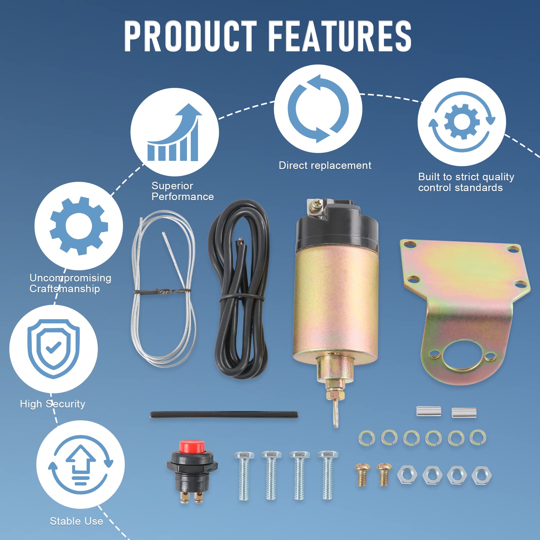 JDMSPEED 60lb Shaved Door Handle Trunk Solenoid Popper Kit - Gold, Model SL-35, Ideal for Street Rods and Tough Doors
