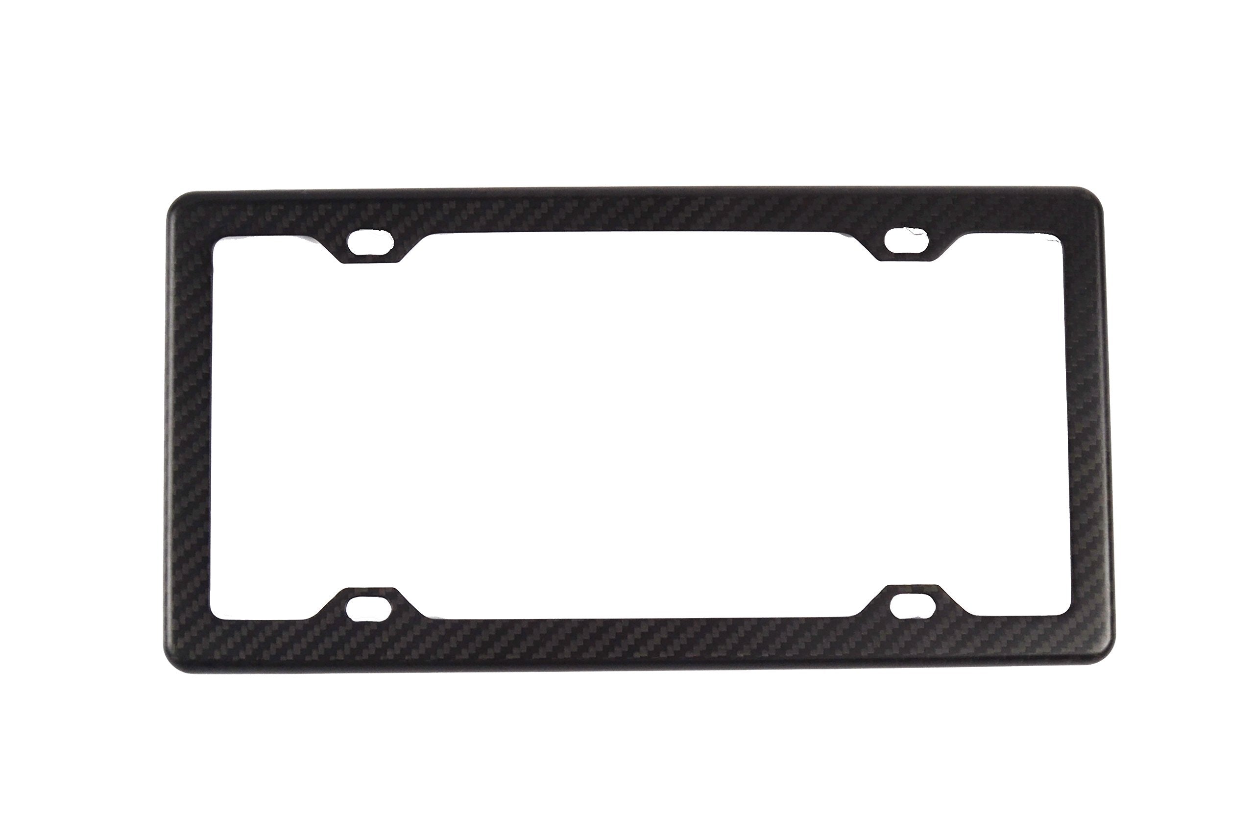 BLVD-LPF OBEY YOUR LUXURY 100% Real Carbon Fiber License Plate Frame with Slim 4 Holes & Matching Screw Caps | Matte Black Licen