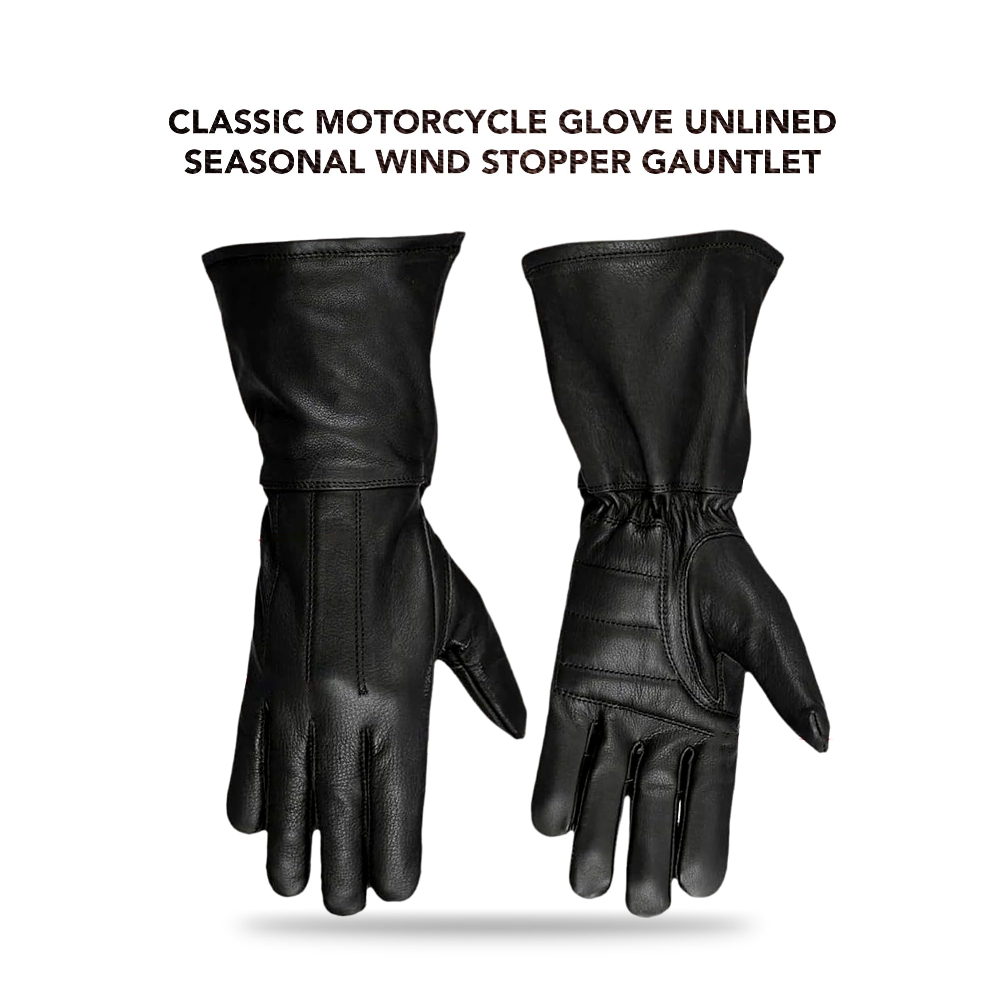Hugger Windstopper Motorcycle Black Gauntlet Gloves Unlined Cold/Wind Resistant (Extra-Large)
