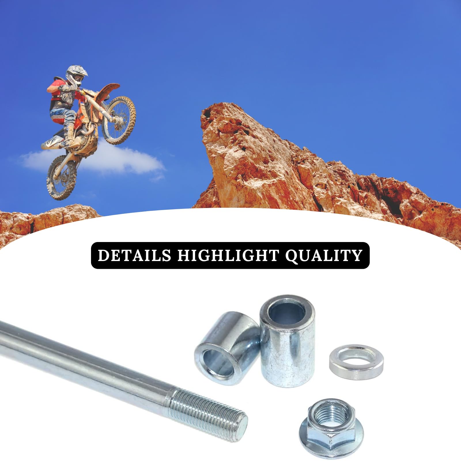 SIPARTS 12mm 250mm Front Rear Axle with Bush 38mm 22mm 5mm Fit for PIT PRO Dirt Bike Scooter QUAD ATV 50cc 110cc 125cc