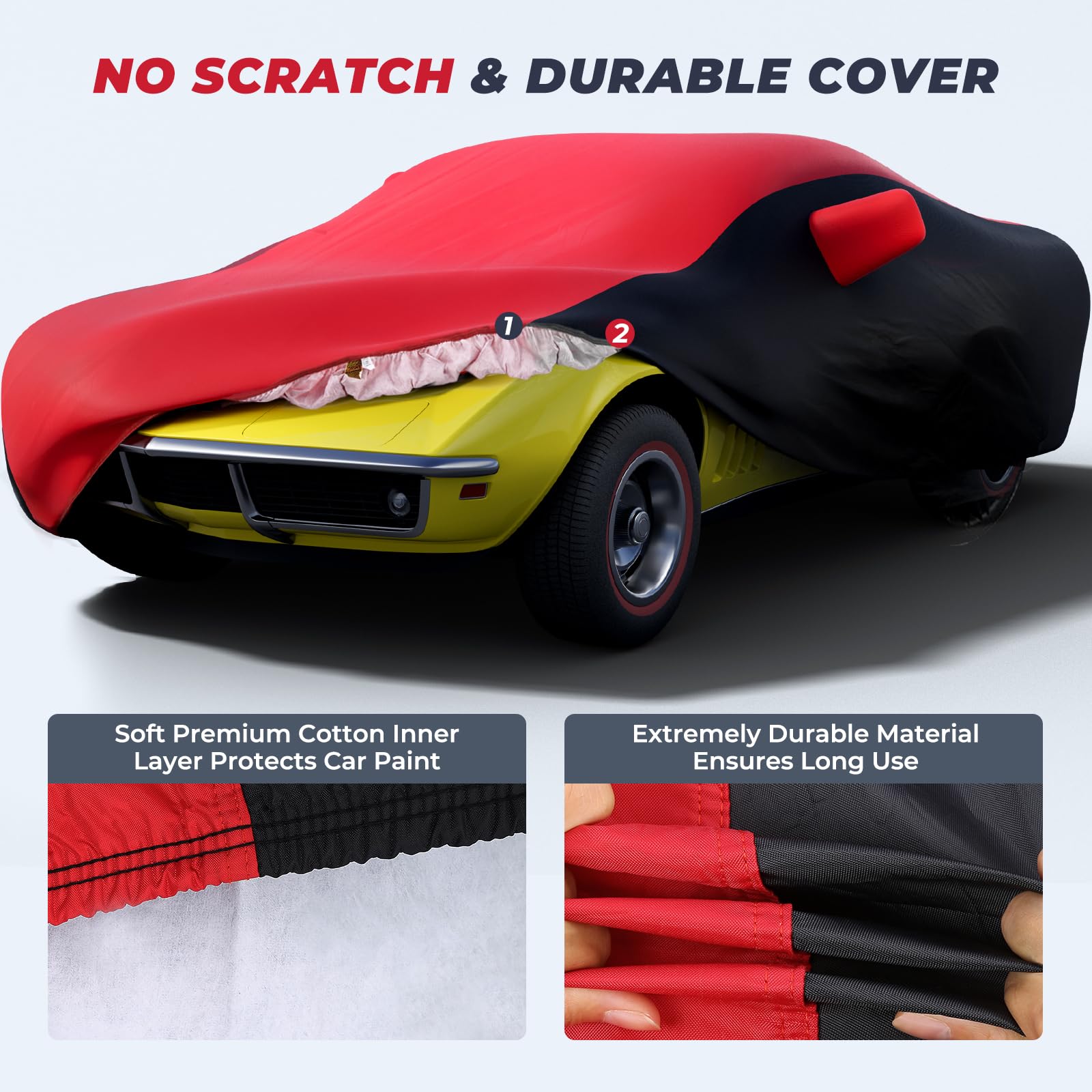 Kakit Waterproof Car Cover Custom Fit For 1968-1982 C3 Stingray, Uv Resistant Fade-Proof Cover For Chevy Corvette, Indoor & Outd