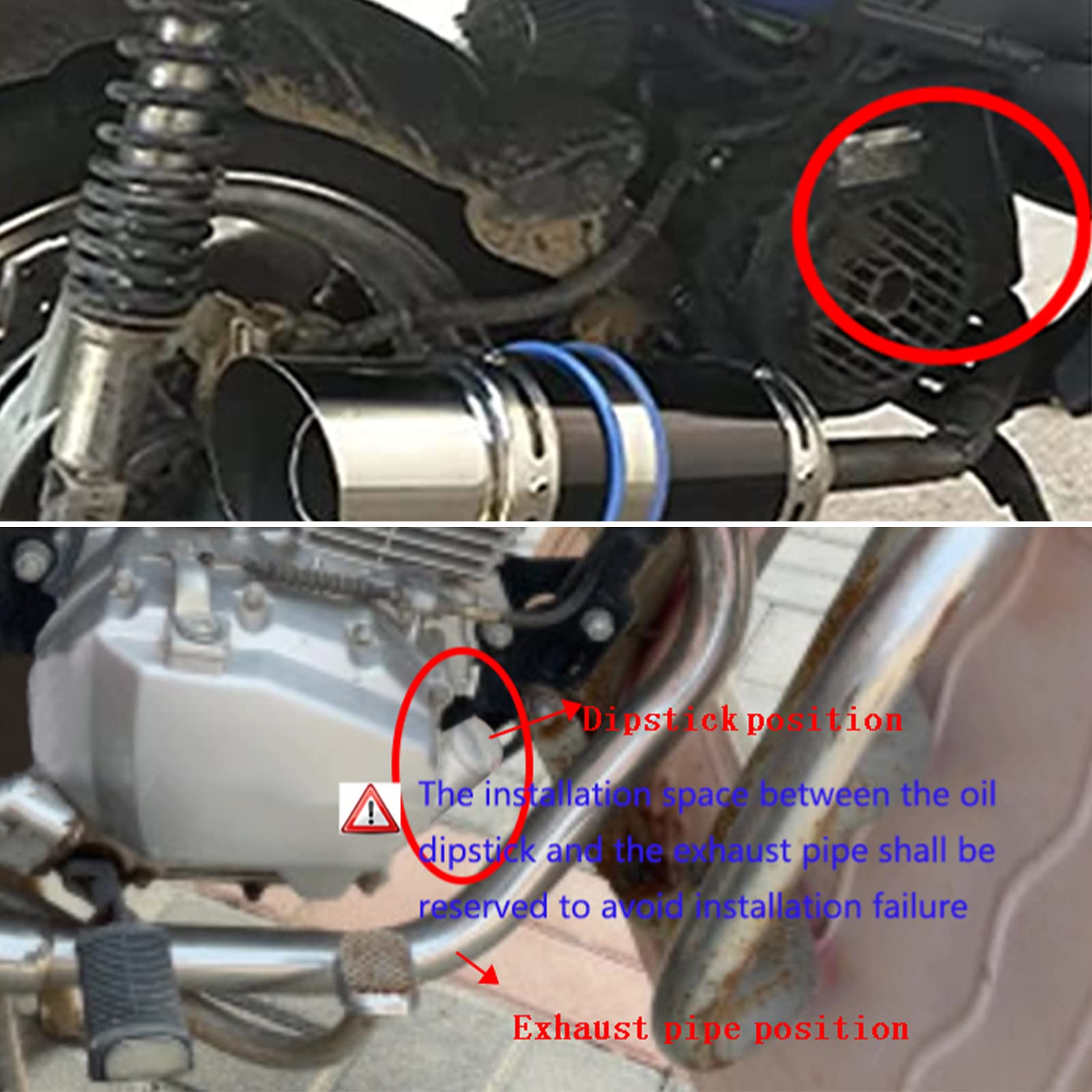 FLYPIG GY6 150cc Muffler Exhaust Pipe Kit - Alloy Steel, Black, Compatible with GY6 125cc/150cc/152QMI/157QMJ ATV/S