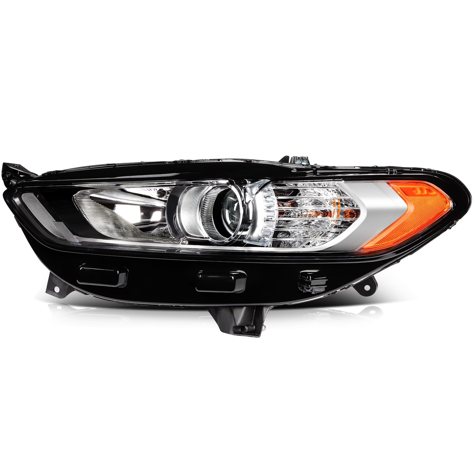 LBRST Headlight Assembly Fit 2013-2016 for Fusion Driver Side Headlight Black Housing Amber Reflector FO2502304