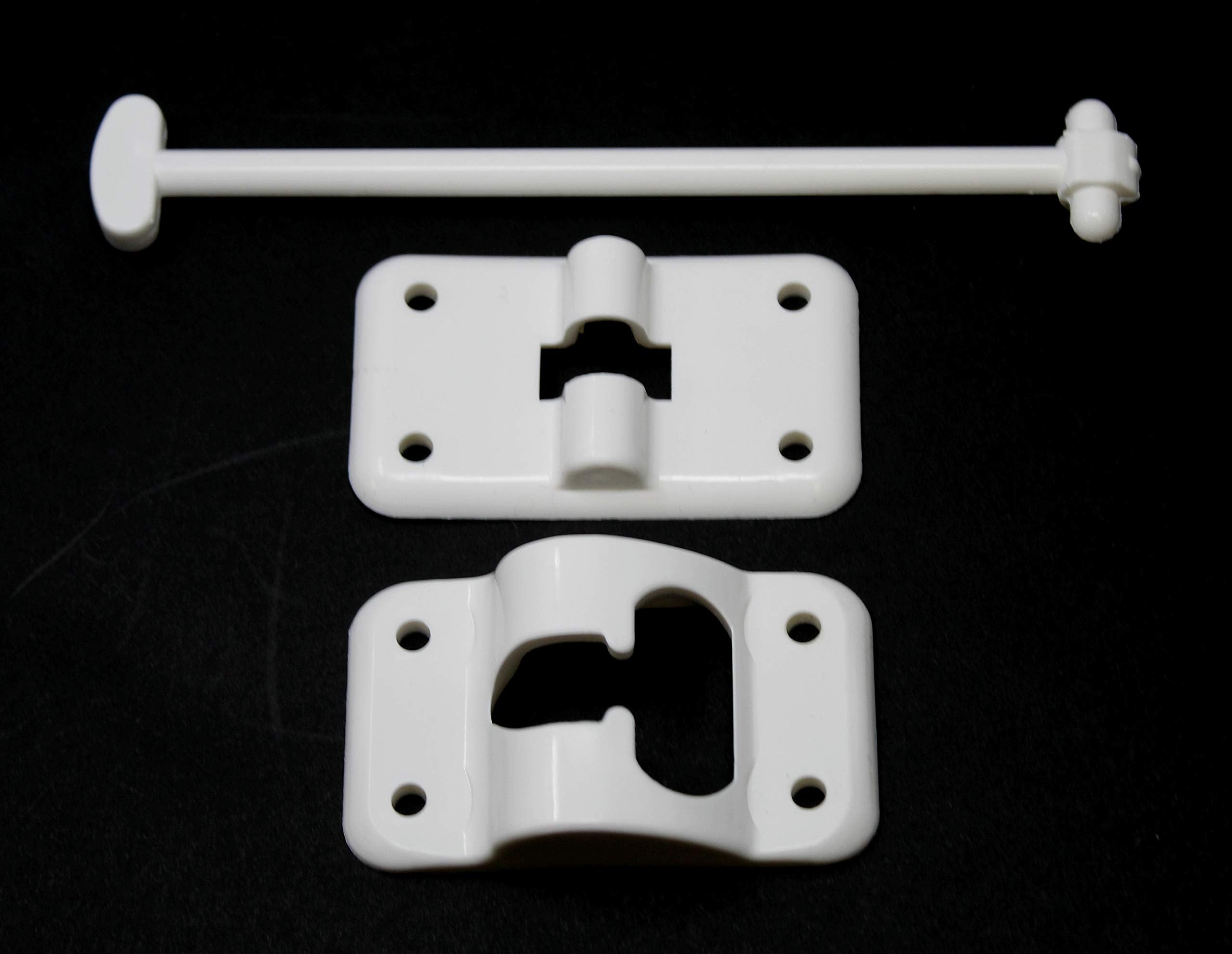 Jsp Manufacturing White Plastic 6” T-Style Entry Door Catch Latch Holder For Rv Camper Trailer Cargo Hatch Assembly Kit (2)