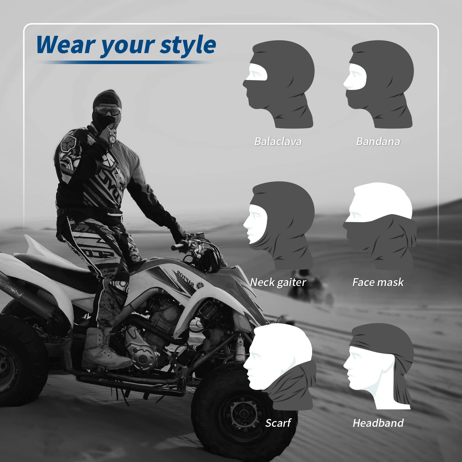 Yeslife Off-White Ski Mask, Balaclava Face Mask For Men And Women - Skiing, Snowboarding, Motorcycle, Uv Protection & Wind Protection, Hat