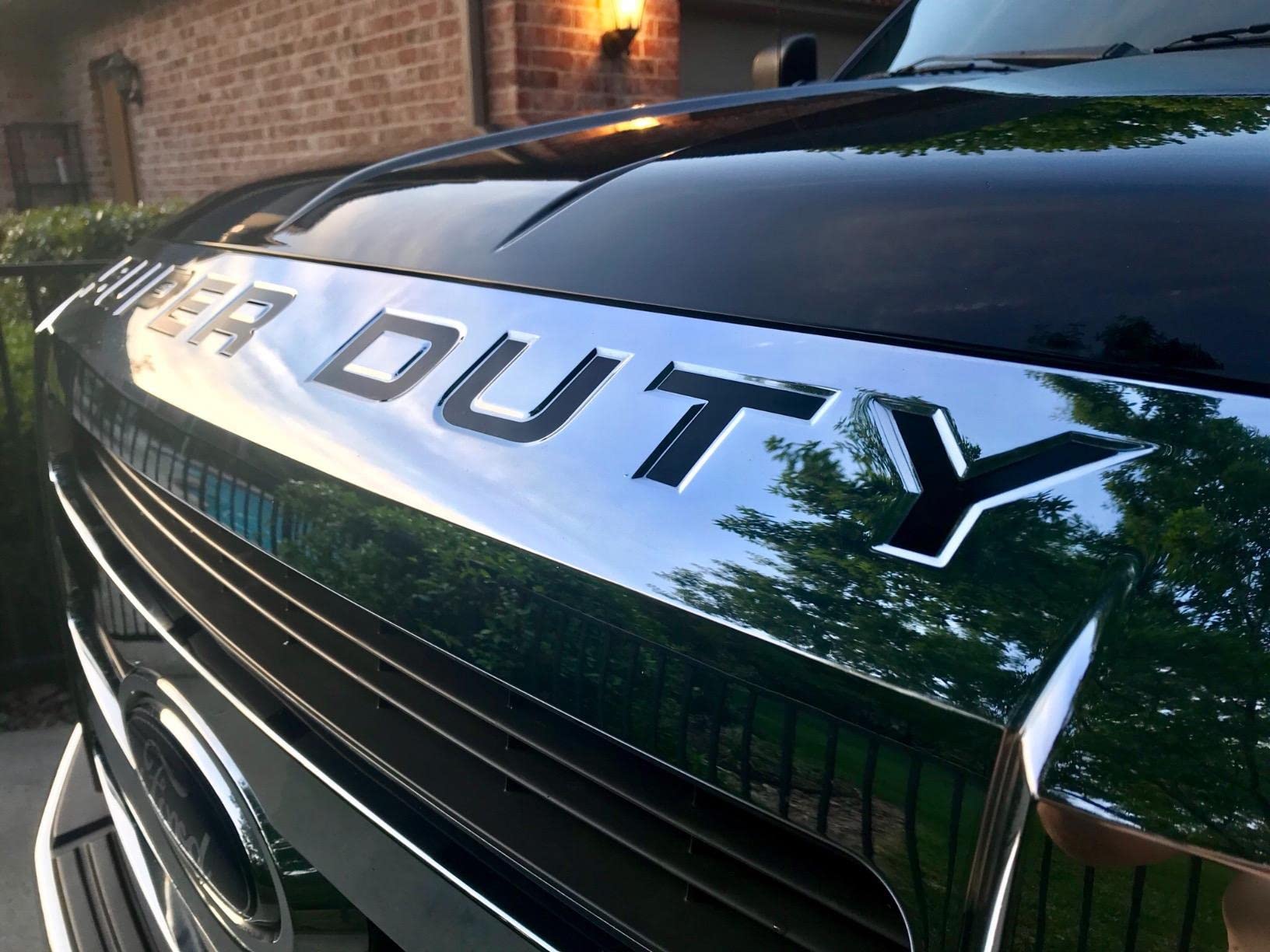 Decal Mods Hood/Grille Letter Inserts for Ford Super Duty F250 F350 F450 (2008-2016) - Black Gloss Vinyl Decals