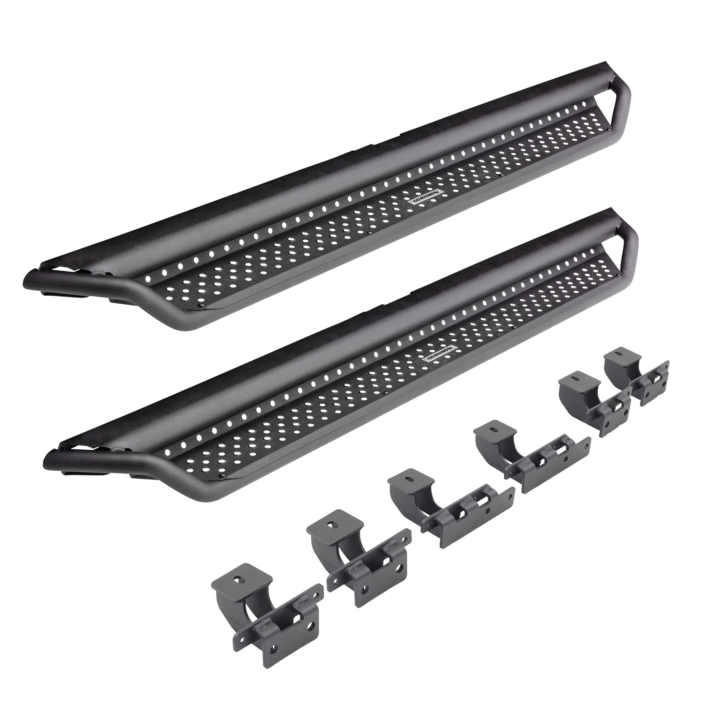 Go Rhino D14131T Dominator Xtreme D1 Side Steps With Rocker Panel Mounting Bracket Kit For Ford 21-24 Bronco