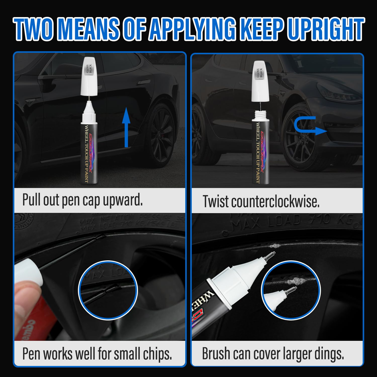 Cocomfix Gloss Black Rim Touch Up Paint - 1 Fl Oz, Metal, Car Rim Repair for Scratches, Chips, Curb Rashes, Universal Color
