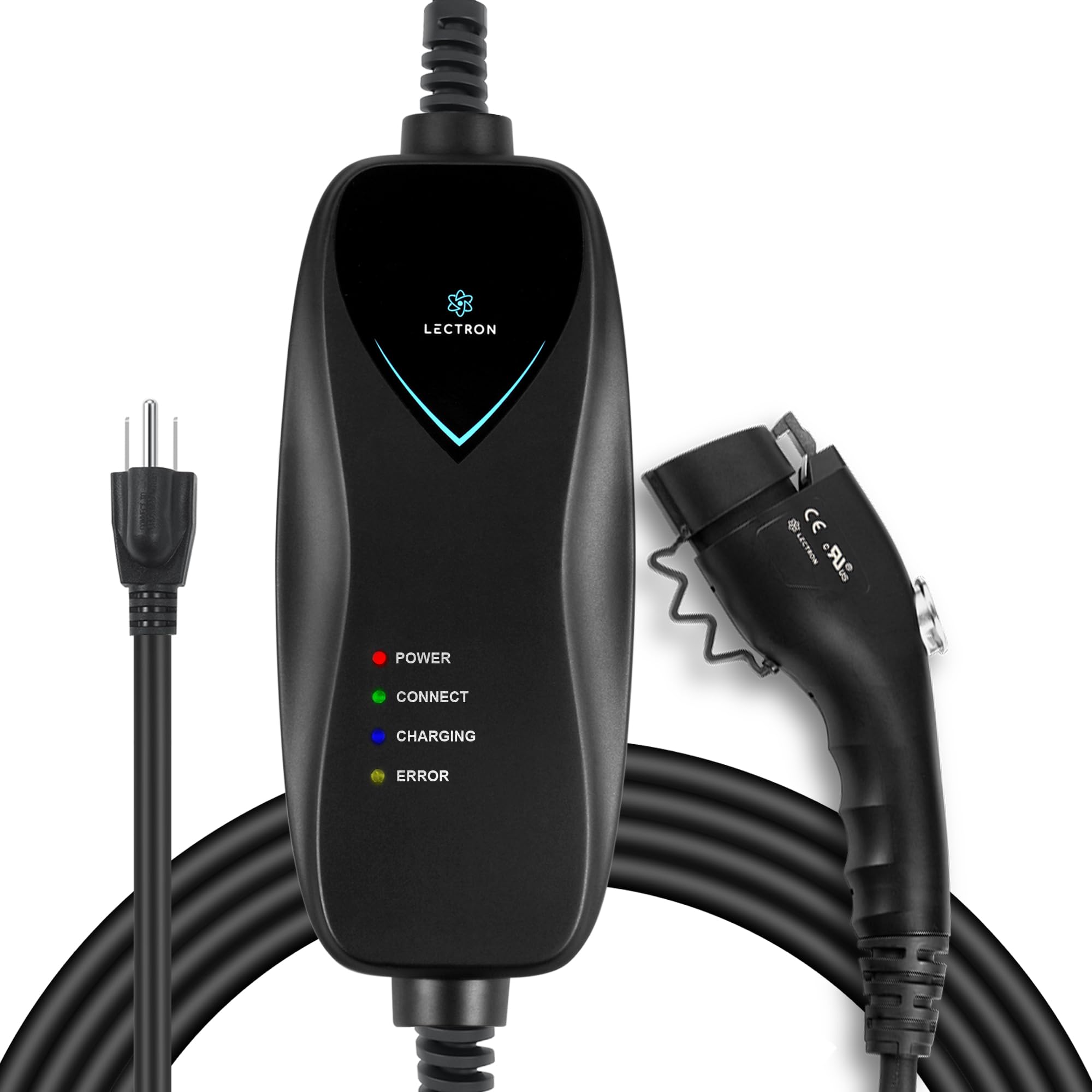 Lectron Level 1 Ev Charger - Etl Certified, 110V, 15 Amp, 16 Ft Extension Cord & J1772 Cable - Portable Electric Car Charger For