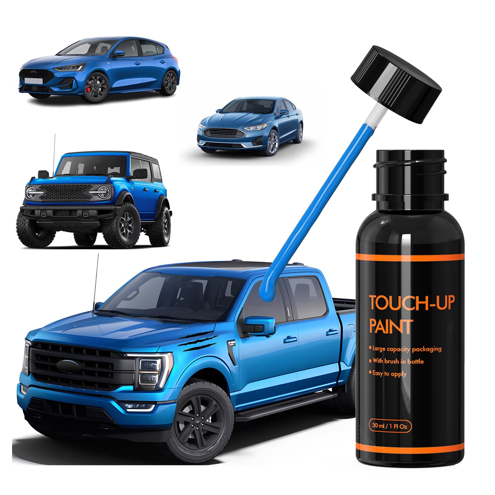 XTryfun E7 Velocity Blue Touch Up Paint for Ford, DIY Car Paint Scratch Repair Kit, Automotive Paint, Quick & Easy Fix Scratch R