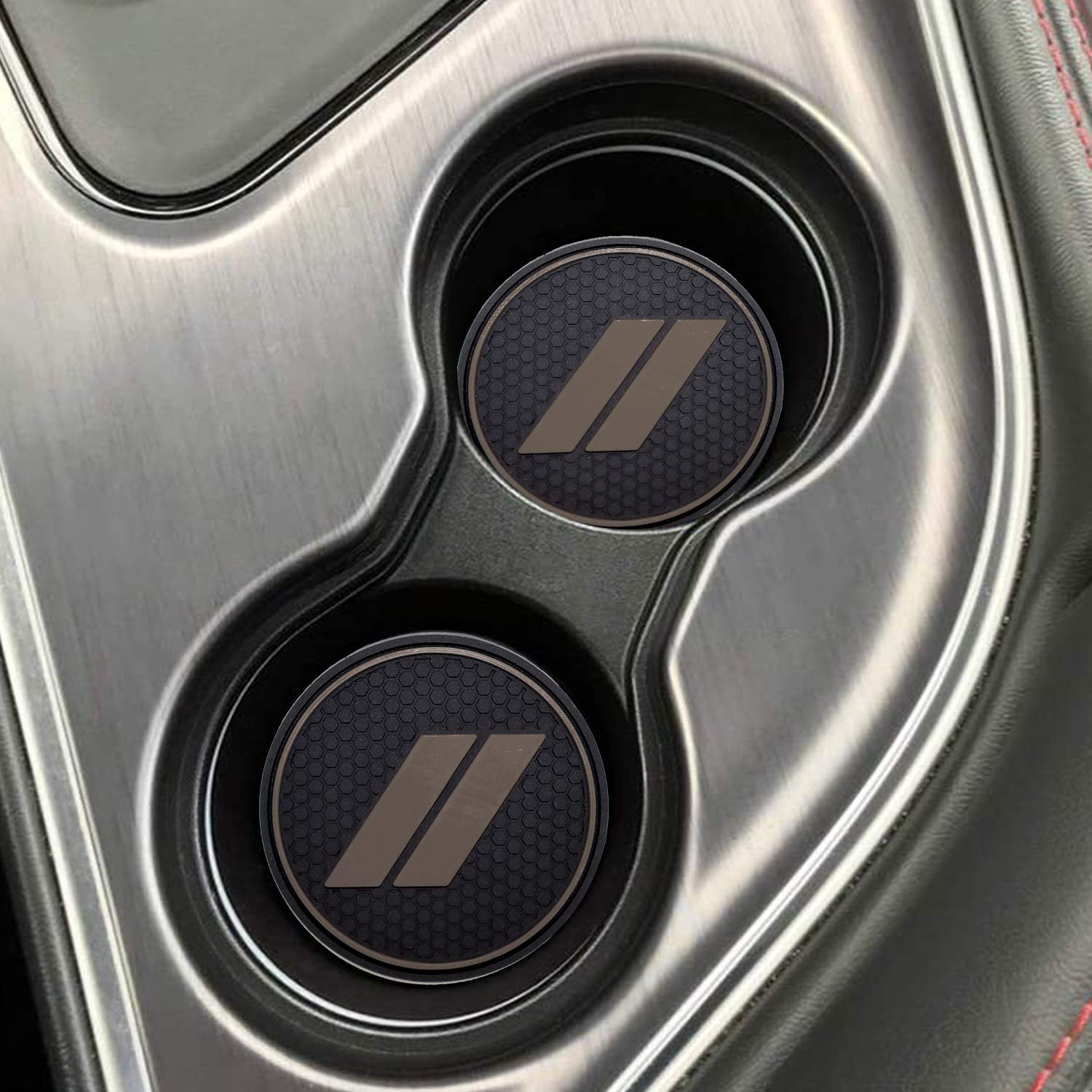 Hamsam For Dodge Challenger Accessories 2015-2021 Anti Dust Cup Holder Inserts, Door Pocket Liners And Center Console Liner Mats