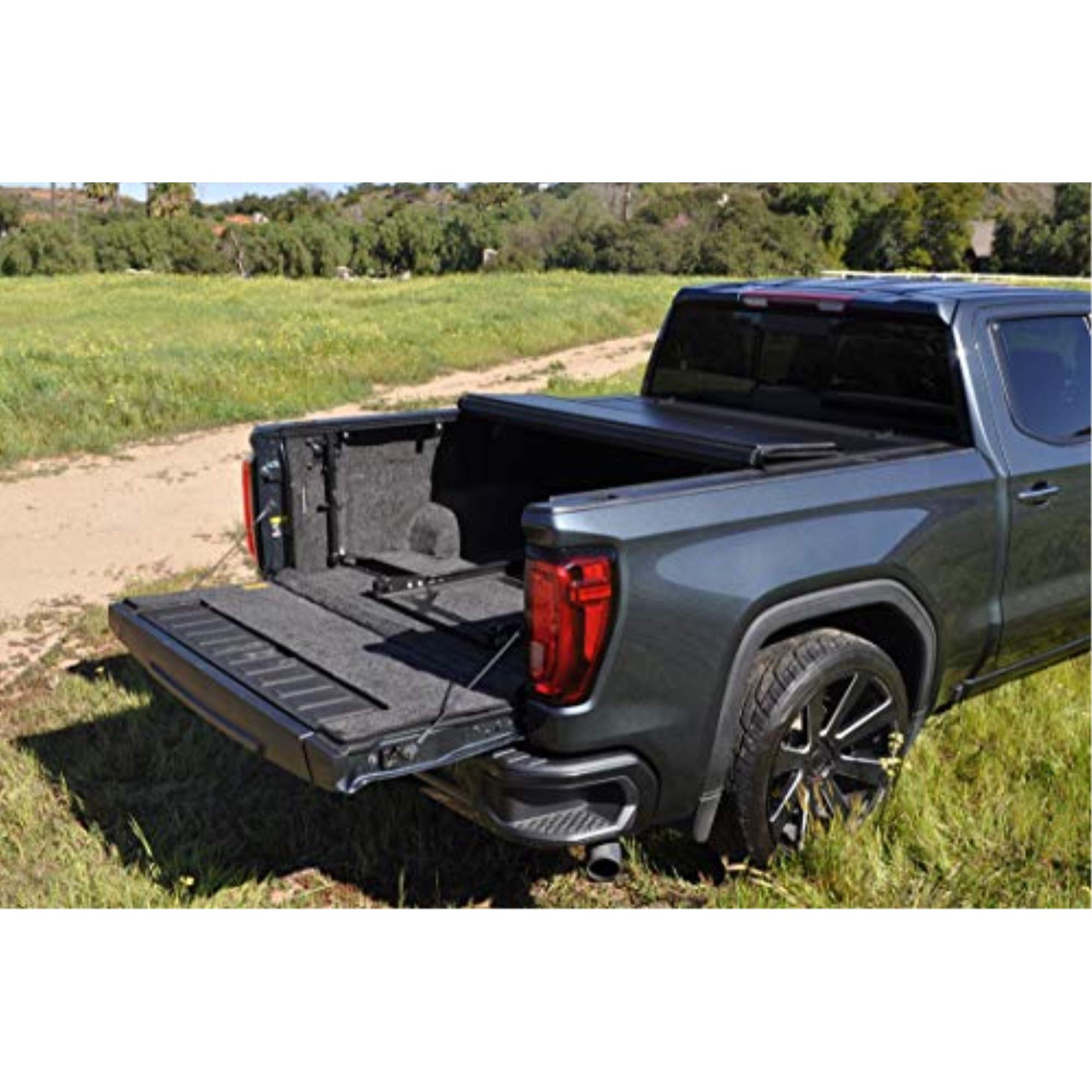 LEER HF650M Quad-Folding Tonneau Cover for 2019-2024 Chevy Silverado/GMC Sierra 6.6 FT Bed, Black, Fiberglass-Reinforced Polymer